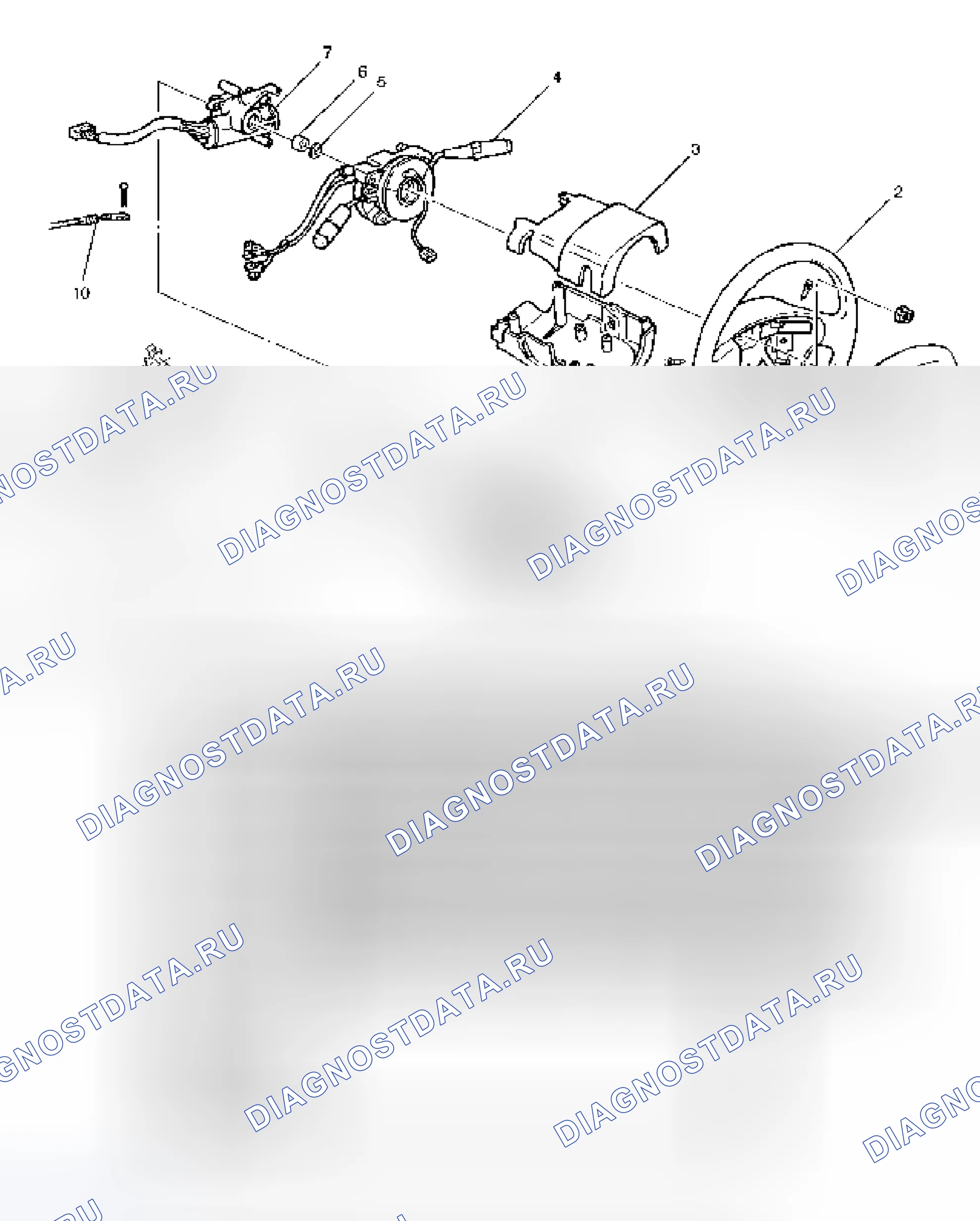 Рис. 54: Цилиндр замка и связанные с ним детали. Isuzu Axiom I