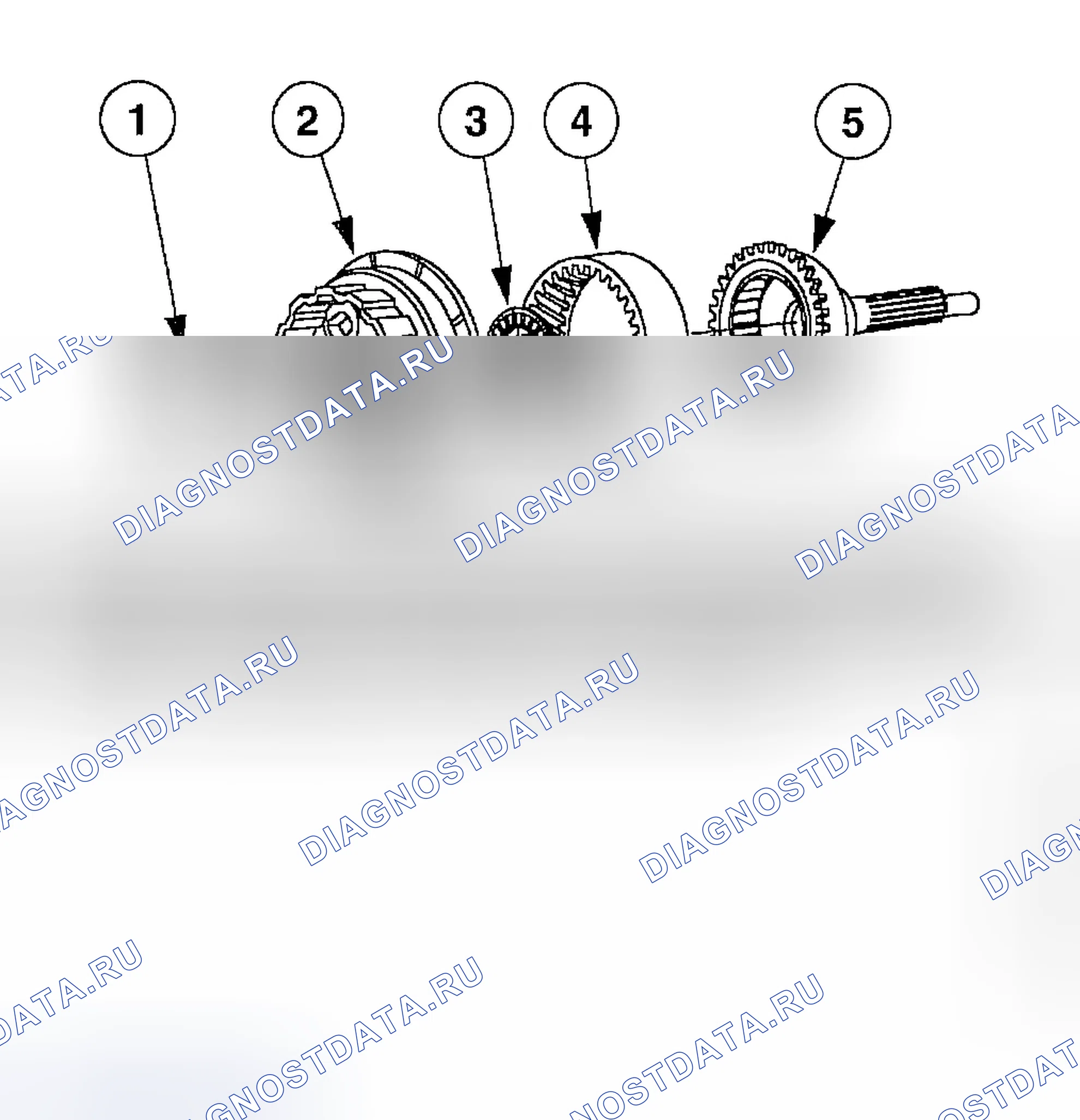Рис. 719: Планетарная зубчатая передача - передняя часть. Ford Explorer Sport Trac I