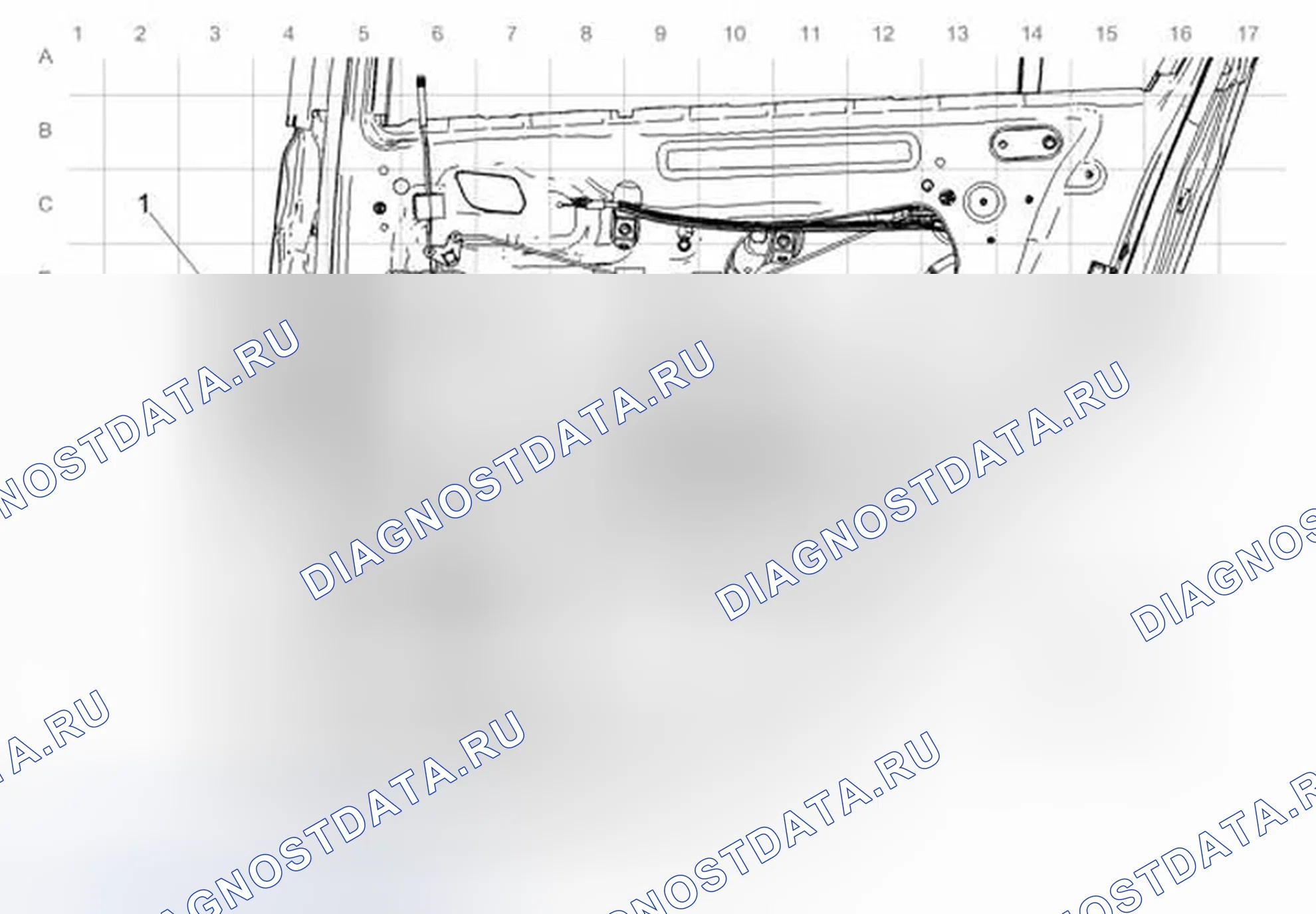 Рис. 38: Прокладка жгутов правой задней двери. Chevrolet Sonic I