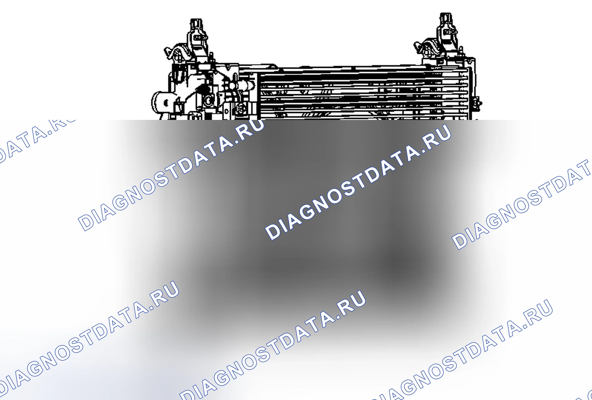 Рис. 34: Замена нижней опоры радиатора. Buick LaCrosse II