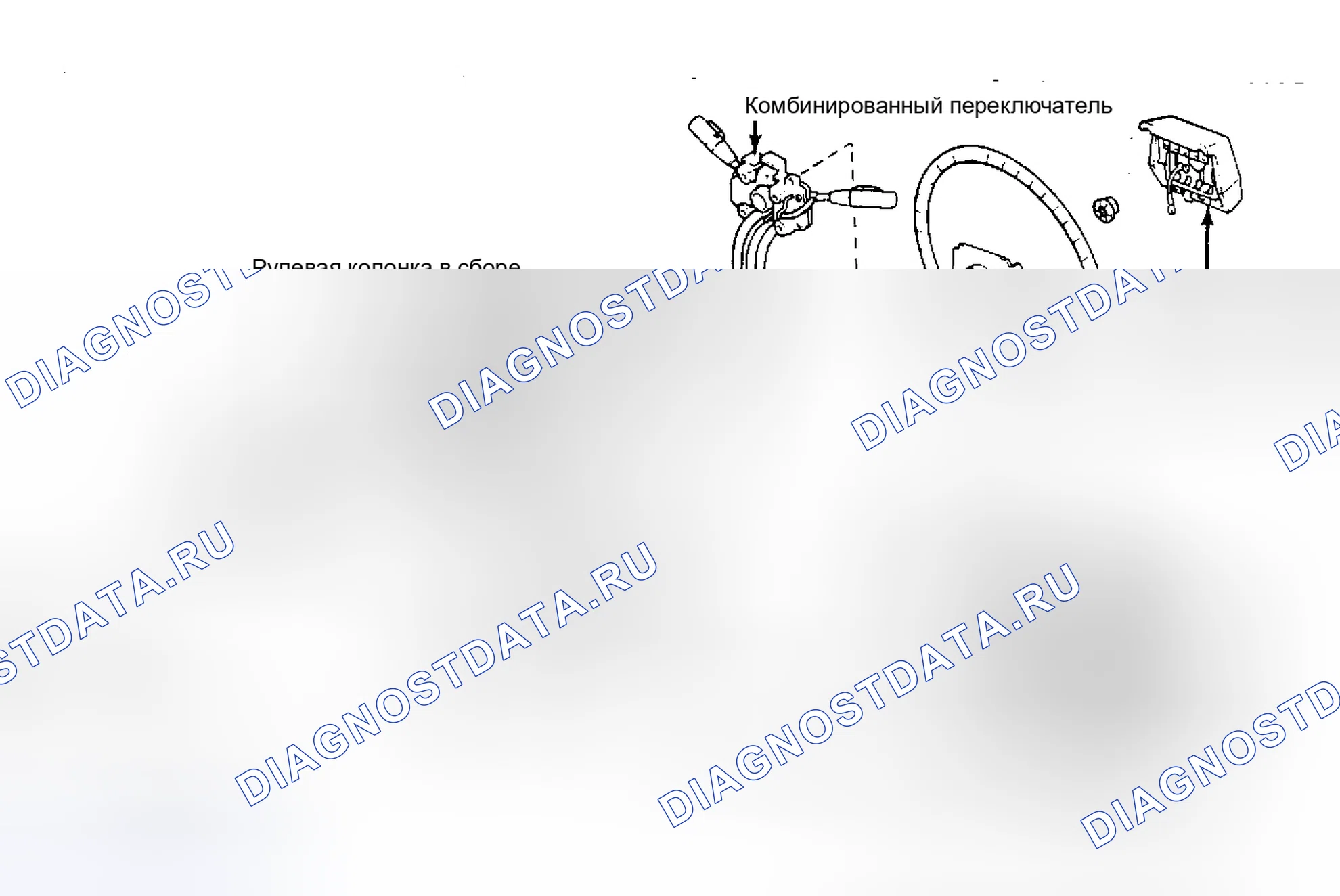 Рис. 4: Покомпонентный вид рулевой колонки Camry и Corolla. Toyota Camry V10