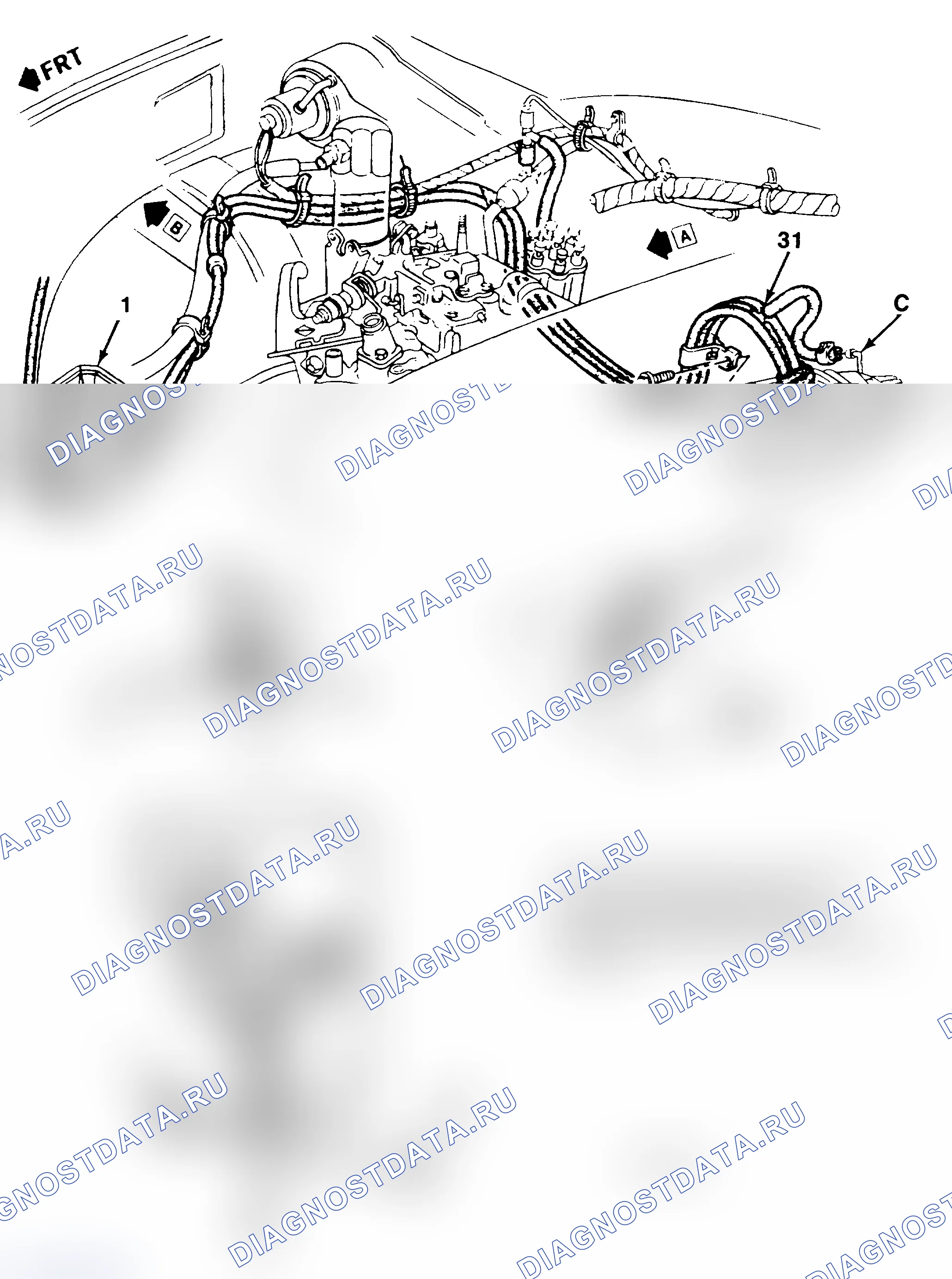 Рис. 1: Трассировка и схема вакуумной линии. Chevrolet Blazer S15