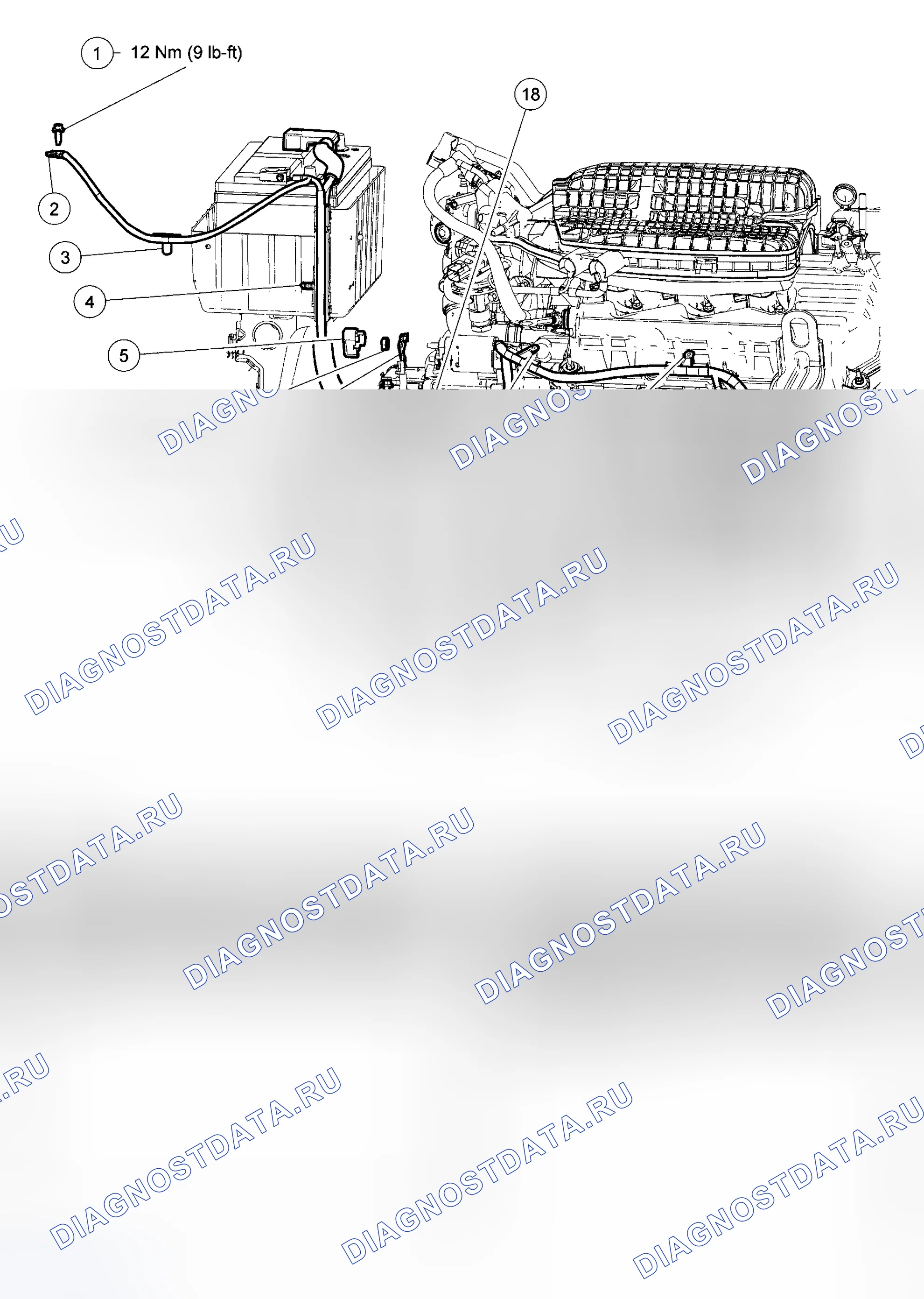 Рис. 18: Кабели аккумуляторных батарей. Hyundai Mistra II