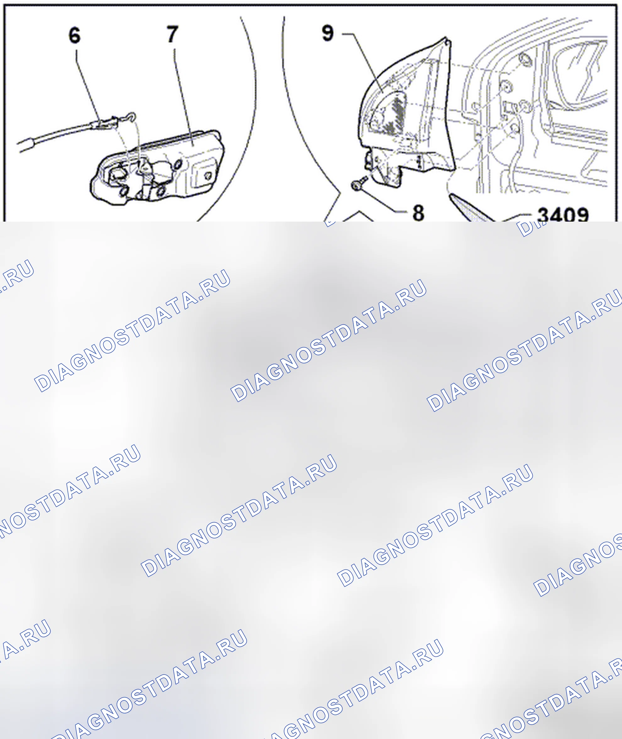 Рис. 18: ОТДЕЛКА ПЕРЕДНЕЙ ДВЕРИ СО СТОРОНЫ ПАССАЖИРА. Volkswagen Golf Mk7