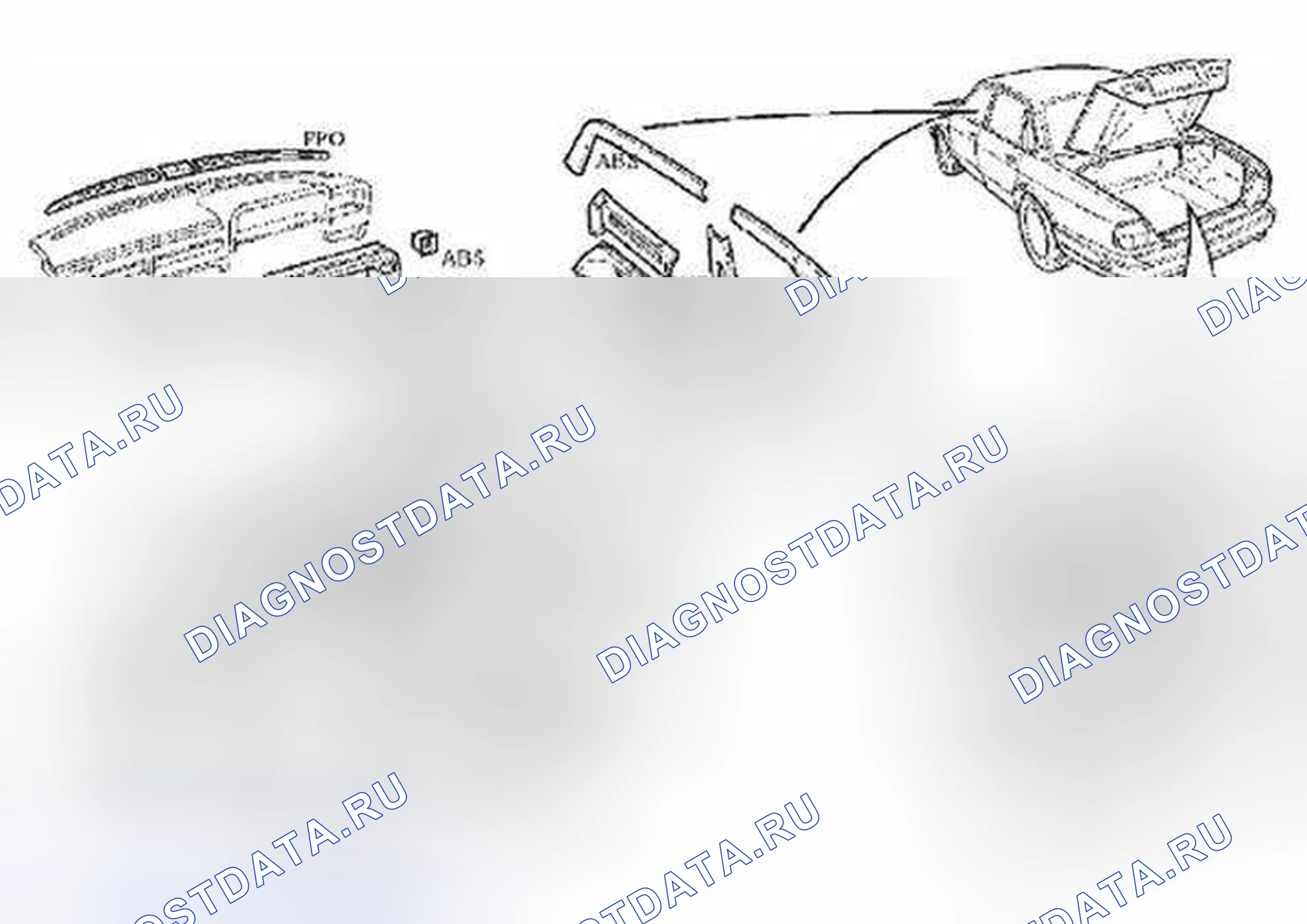 Рис. 97: Пластмассы, расположение и тип компонентов - внутренние. Jaguar XJ II