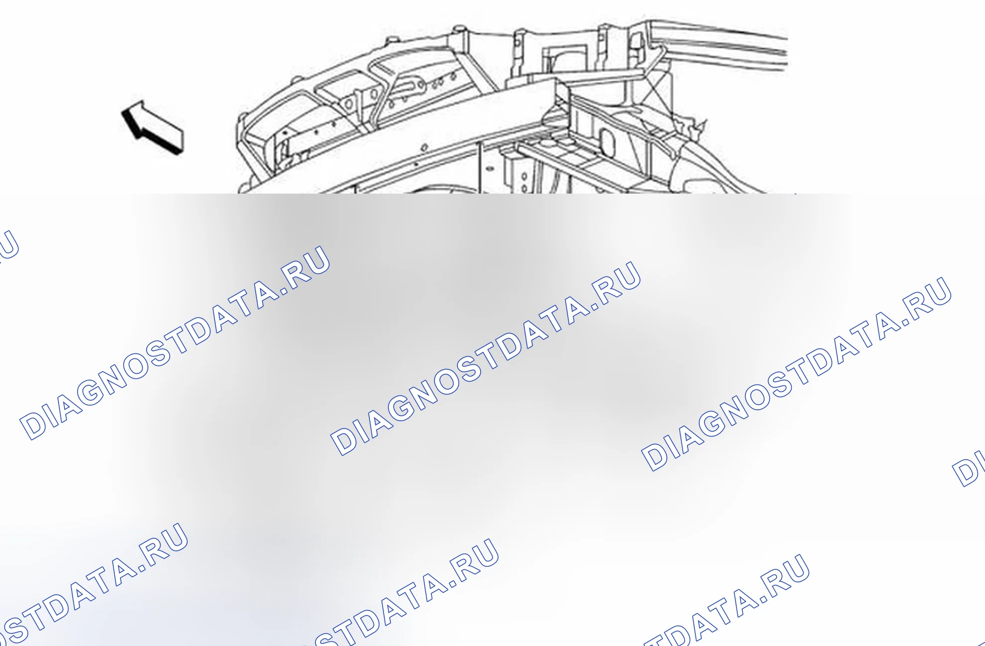 Рис. 4: Замена нижней перегородки и дефлектора воздуха радиатора. Chevrolet Impala IX