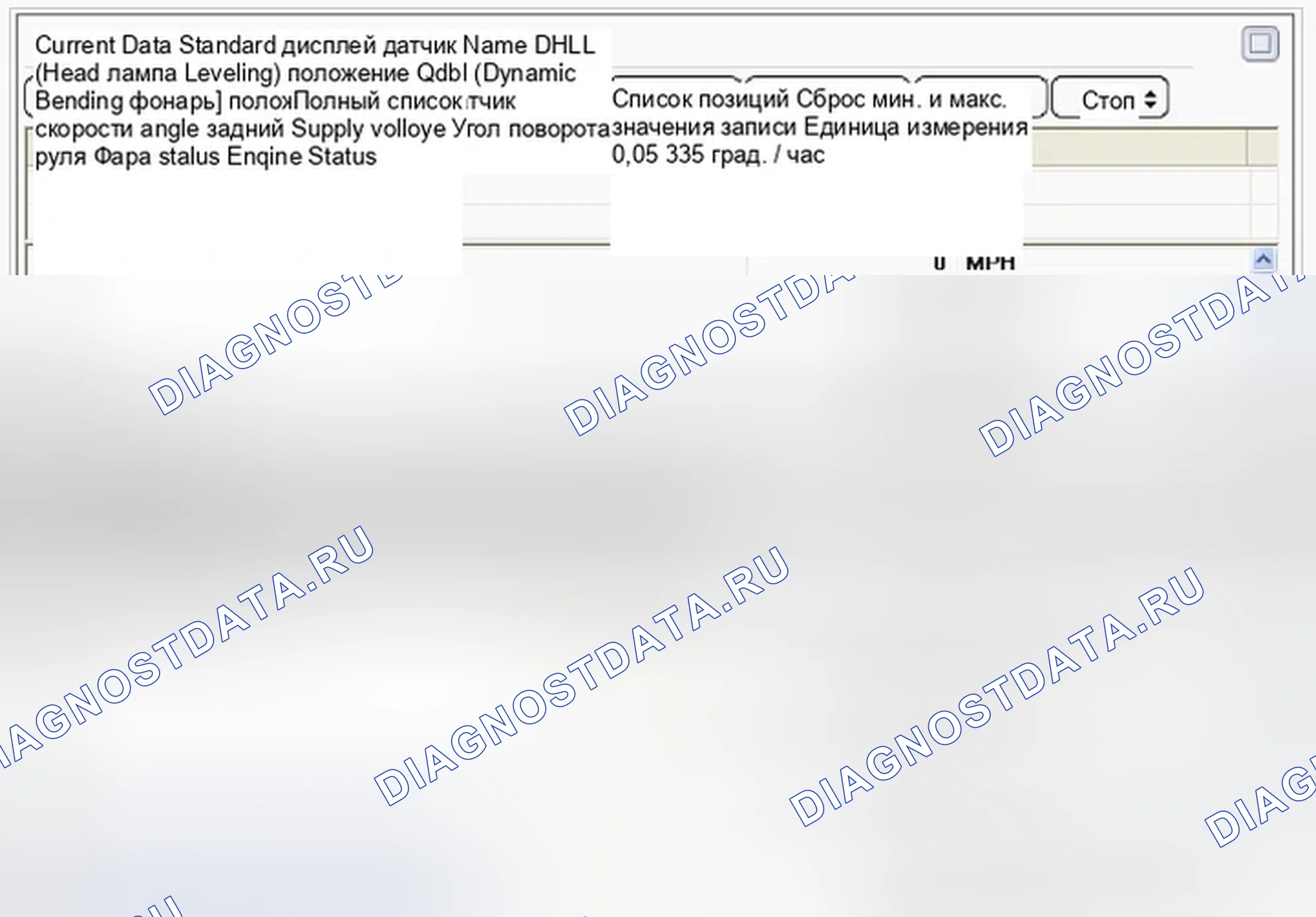 Рис. 107: Мониторинг данных GDS. Hyundai Genesis I рестайлинг