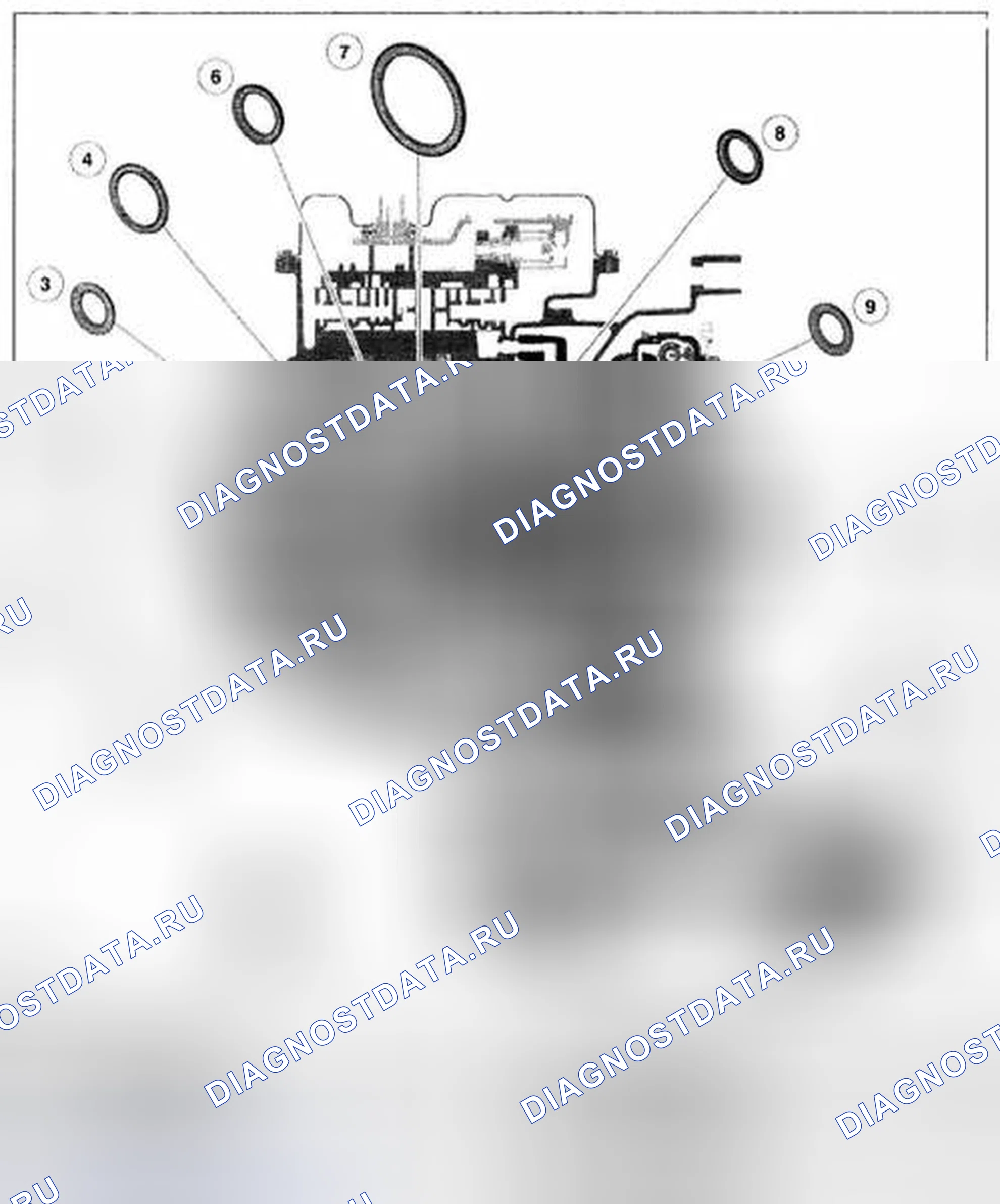 Рис. 493: Расположение подшипников и упорных шайб. Mazda Tribute II