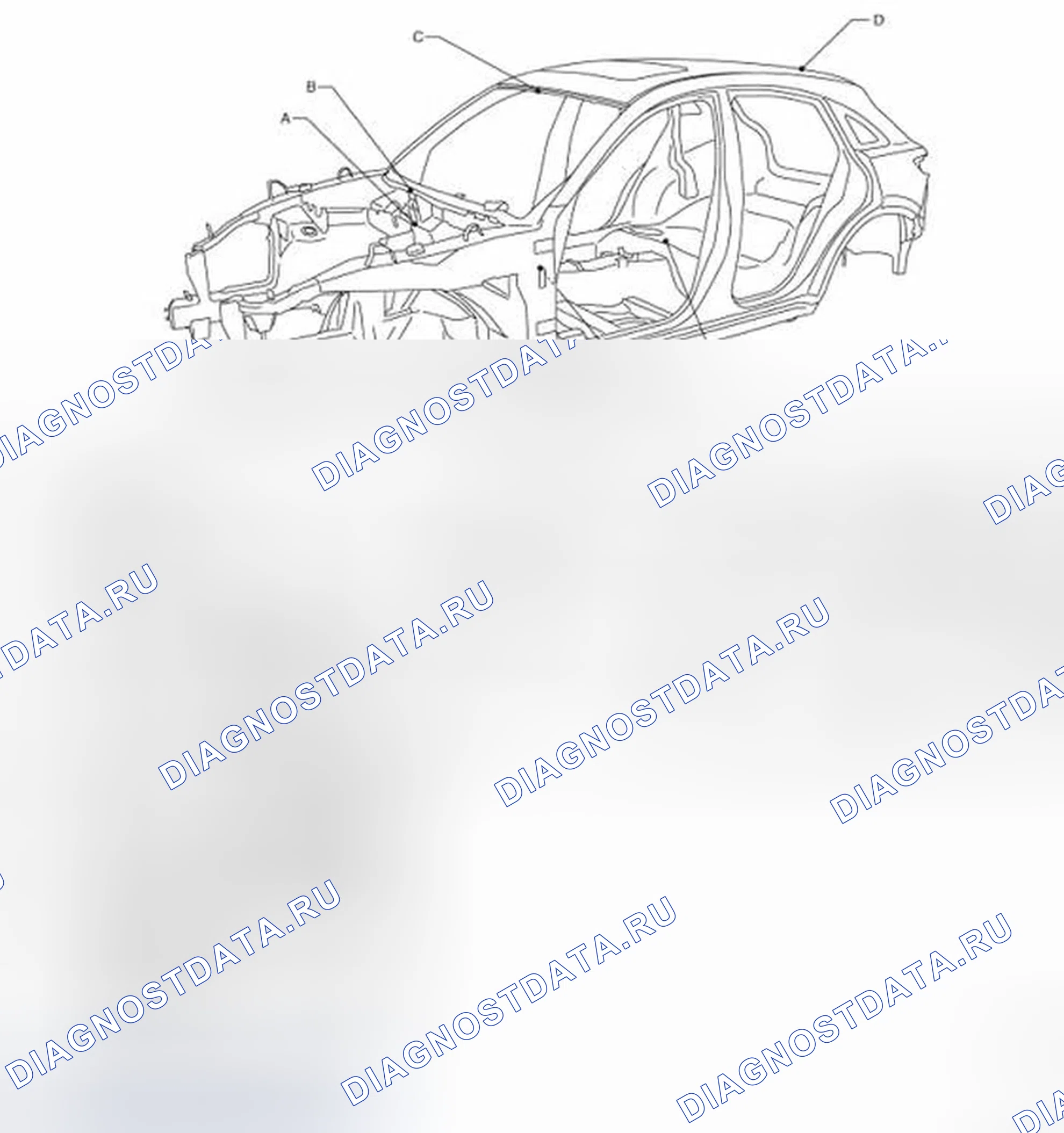 Рис. 234: Метки центра тела. Infiniti FX35 II