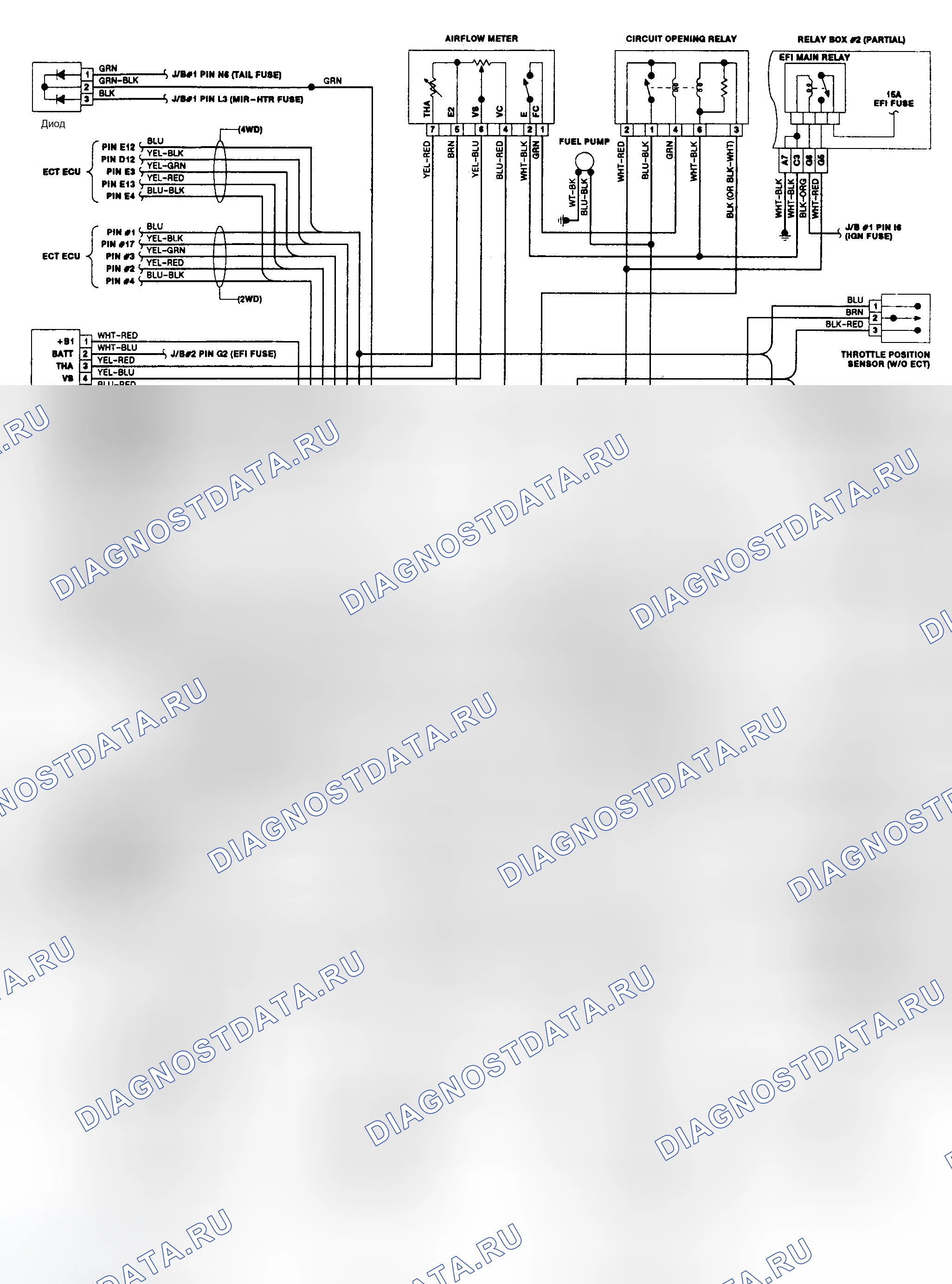 Рис. 10: Схема проводки коробки передач (Camry 2.0L 1989 г.). Lexus ES V20