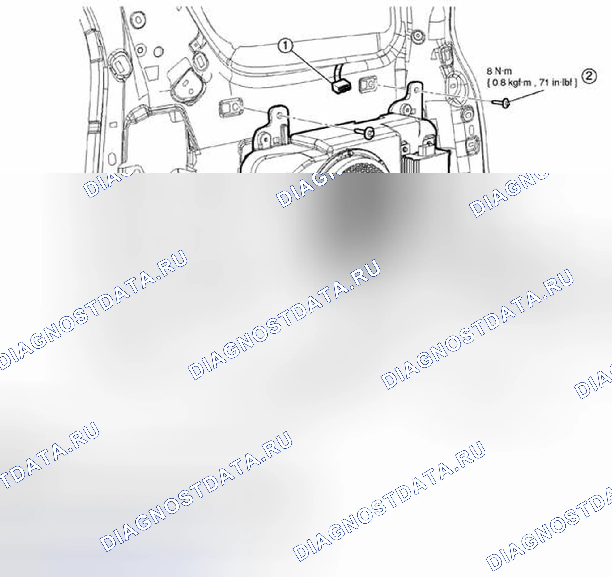 Рис. 34: ДЕМОНТАЖ / МОНТАЖ ДИНАМИКА САБВУФЕРА. Mazda Tribute II