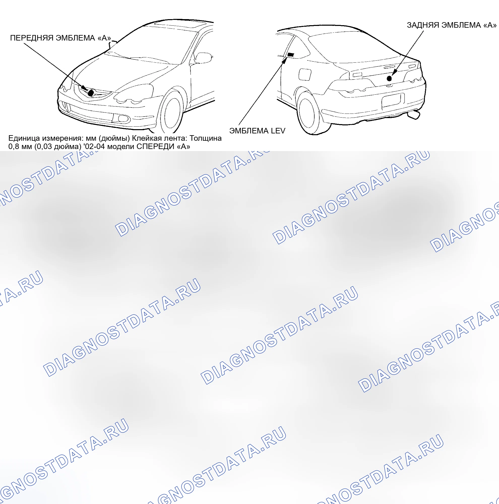 Рис. 49: Замена эмблемы. Acura RSX I
