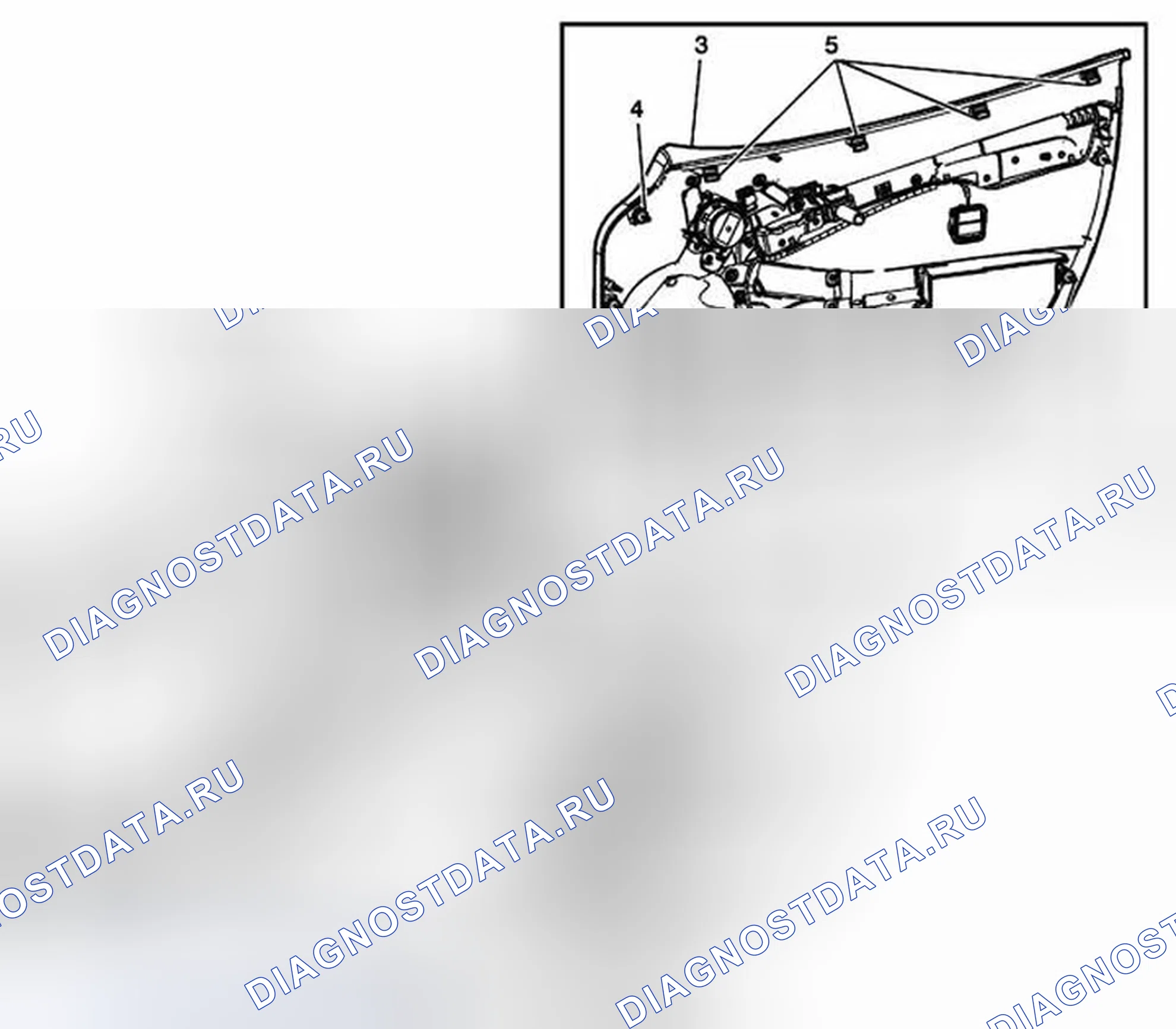 Рис. 21: Замена панели отделки передней стороны двери - левая сторона. Chevrolet Corvette C6