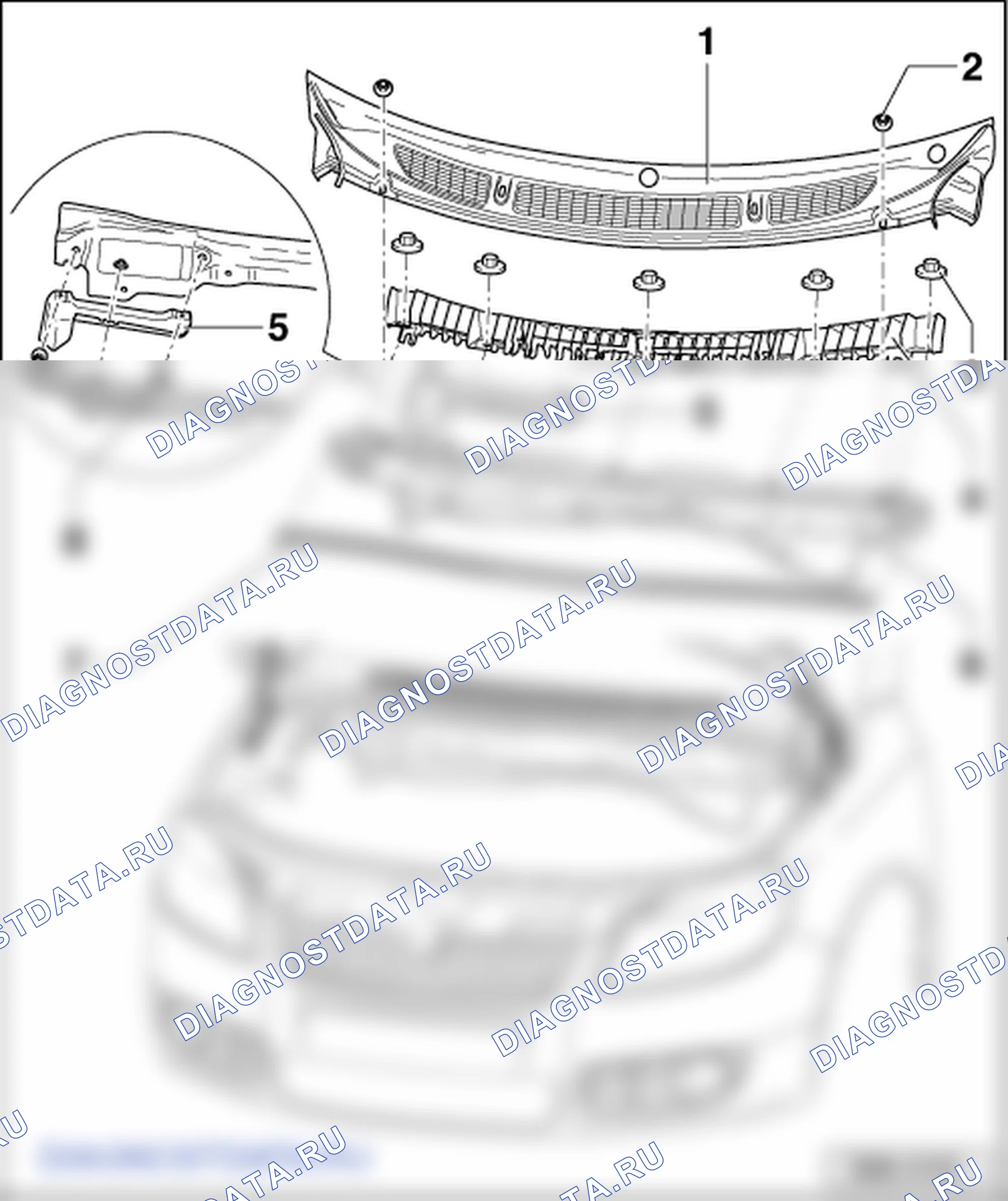 Крышка водоотводящего короба. Skoda Roomster I