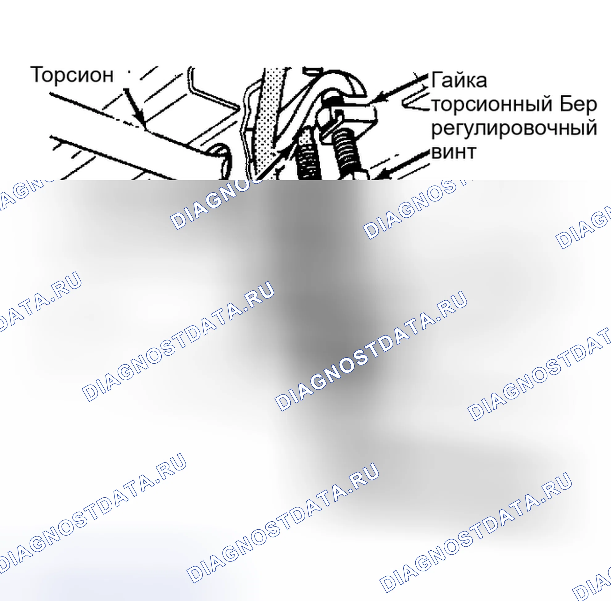 Рис. 2: Снятие торсиона Подсчитайте количество оборотов для снятия регулировочного болта и установки в то же положение.. Buick Riviera VI