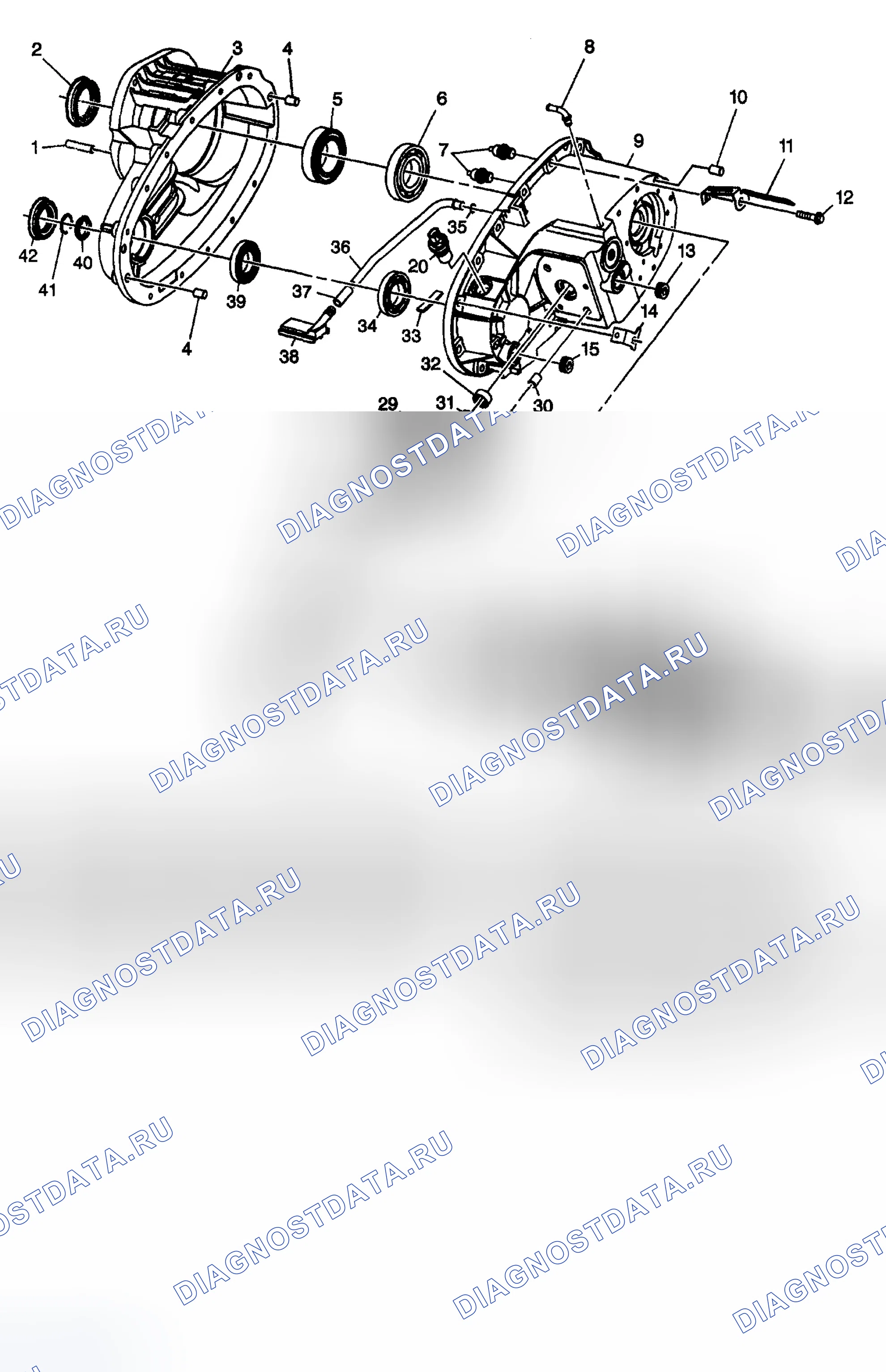 Рис. 136: Компоненты корпуса в разобранном виде. Chevrolet TrailBlazer I