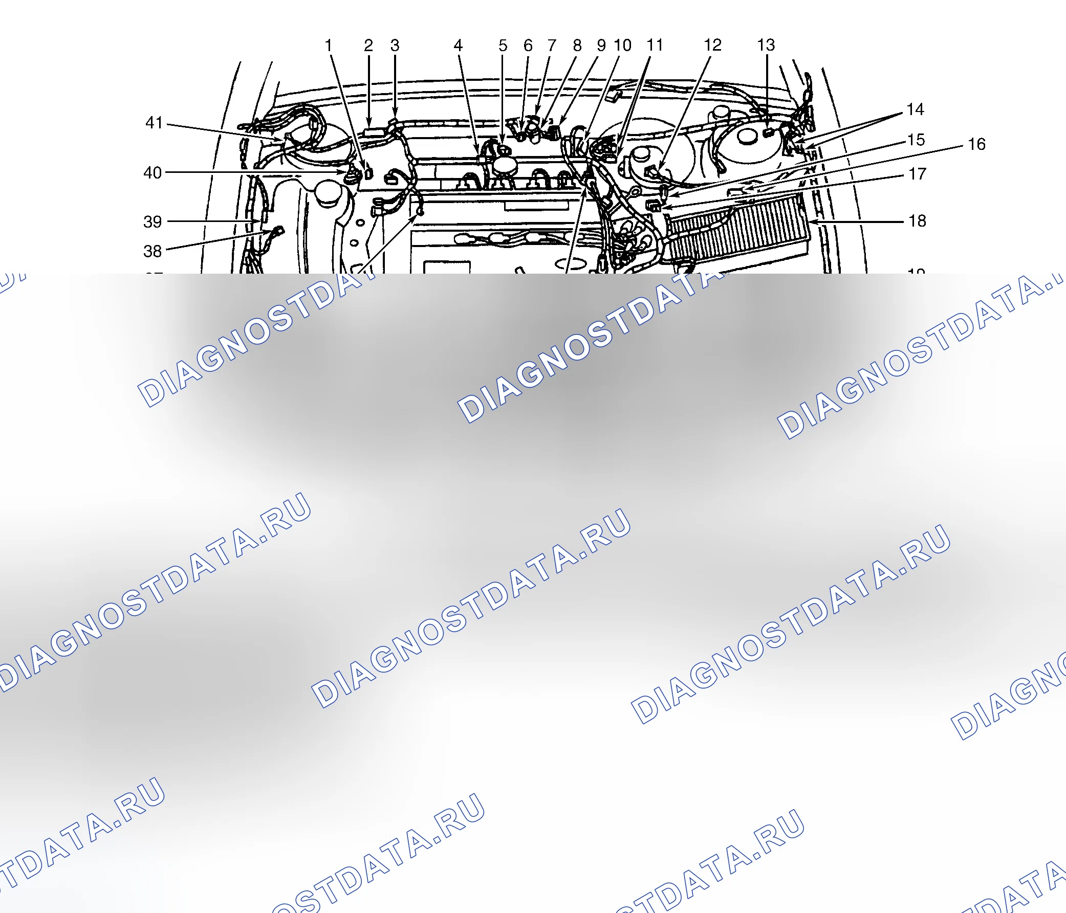 Рис. 1: Моторный отсек. Ford Contour I
