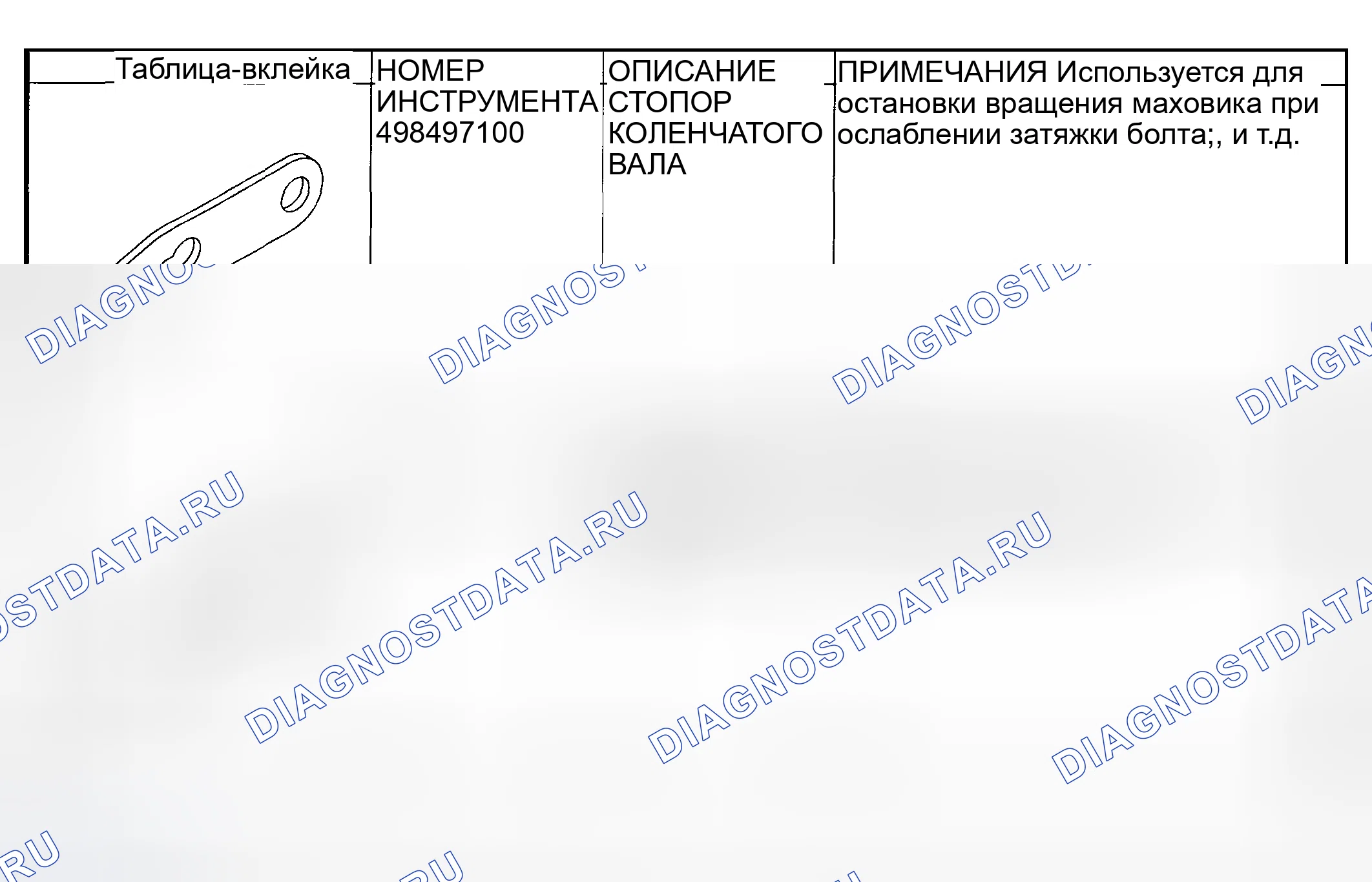 Рис. 33: Диаграмма специальных инструментов. Subaru Outback BH