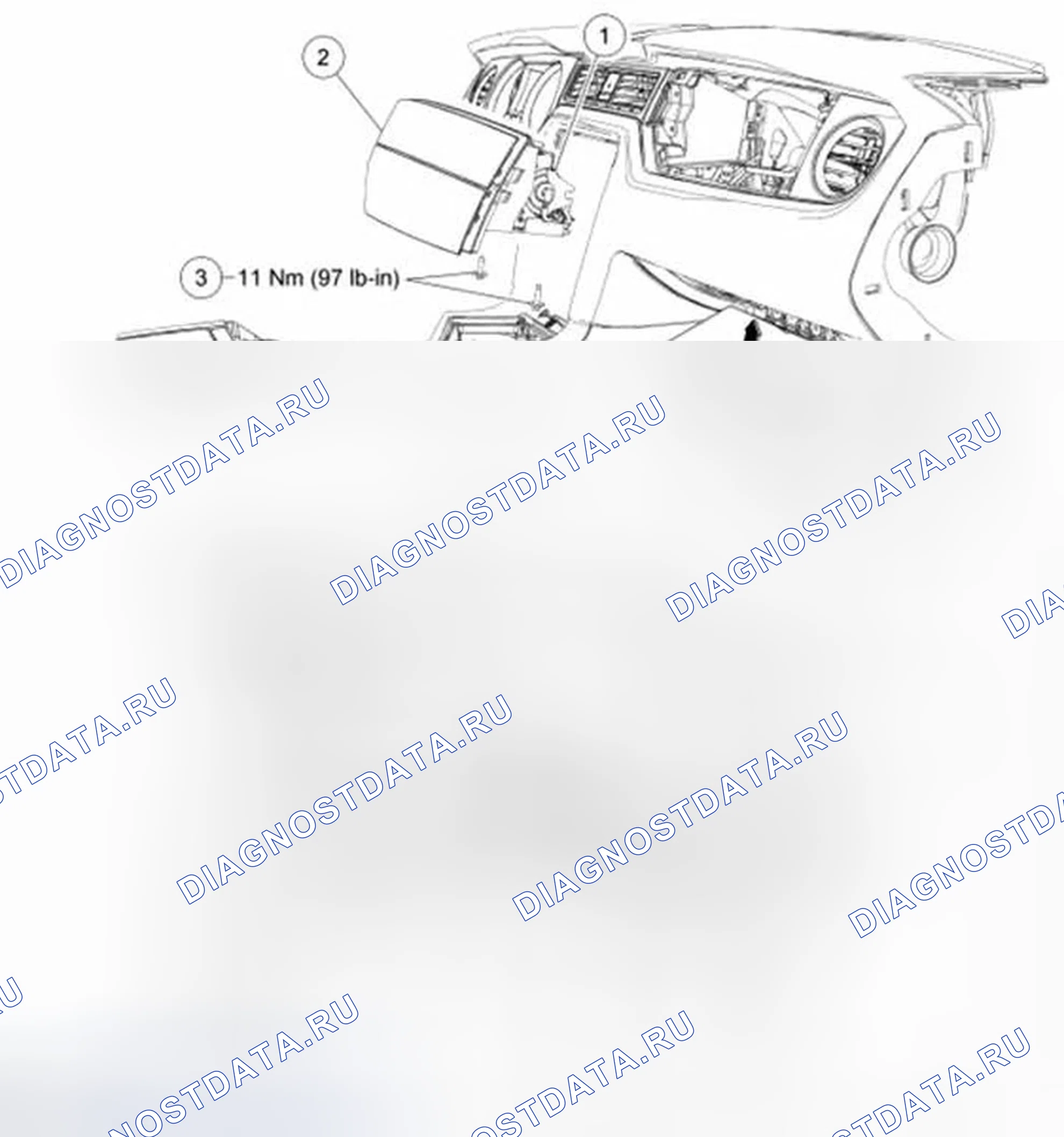 Рис. 116: Модуль подушек безопасности для пассажиров. Ford Mustang V рестайлинг
