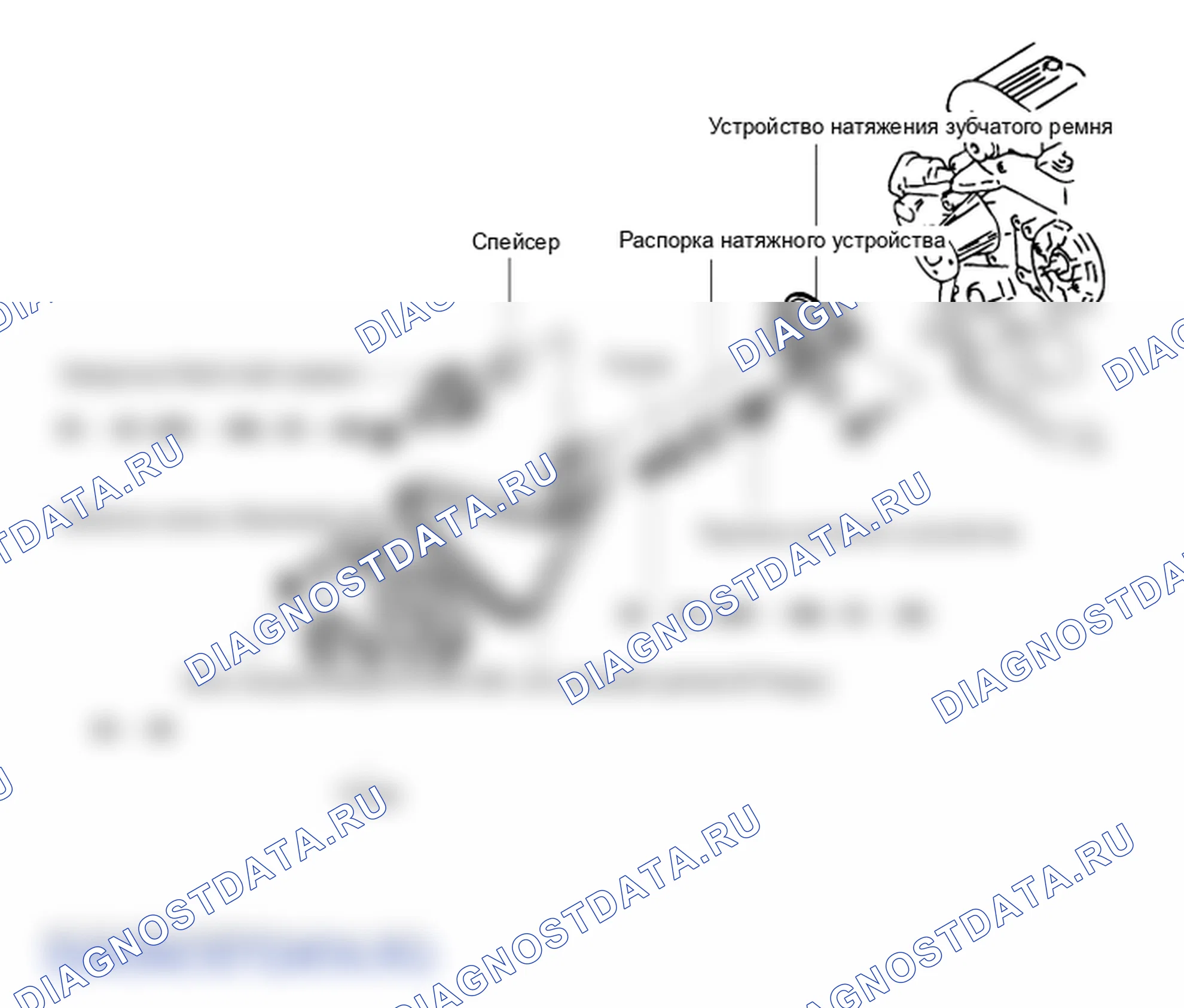 Расположение деталей ремня ГРМ. Hyundai H-1 A1
