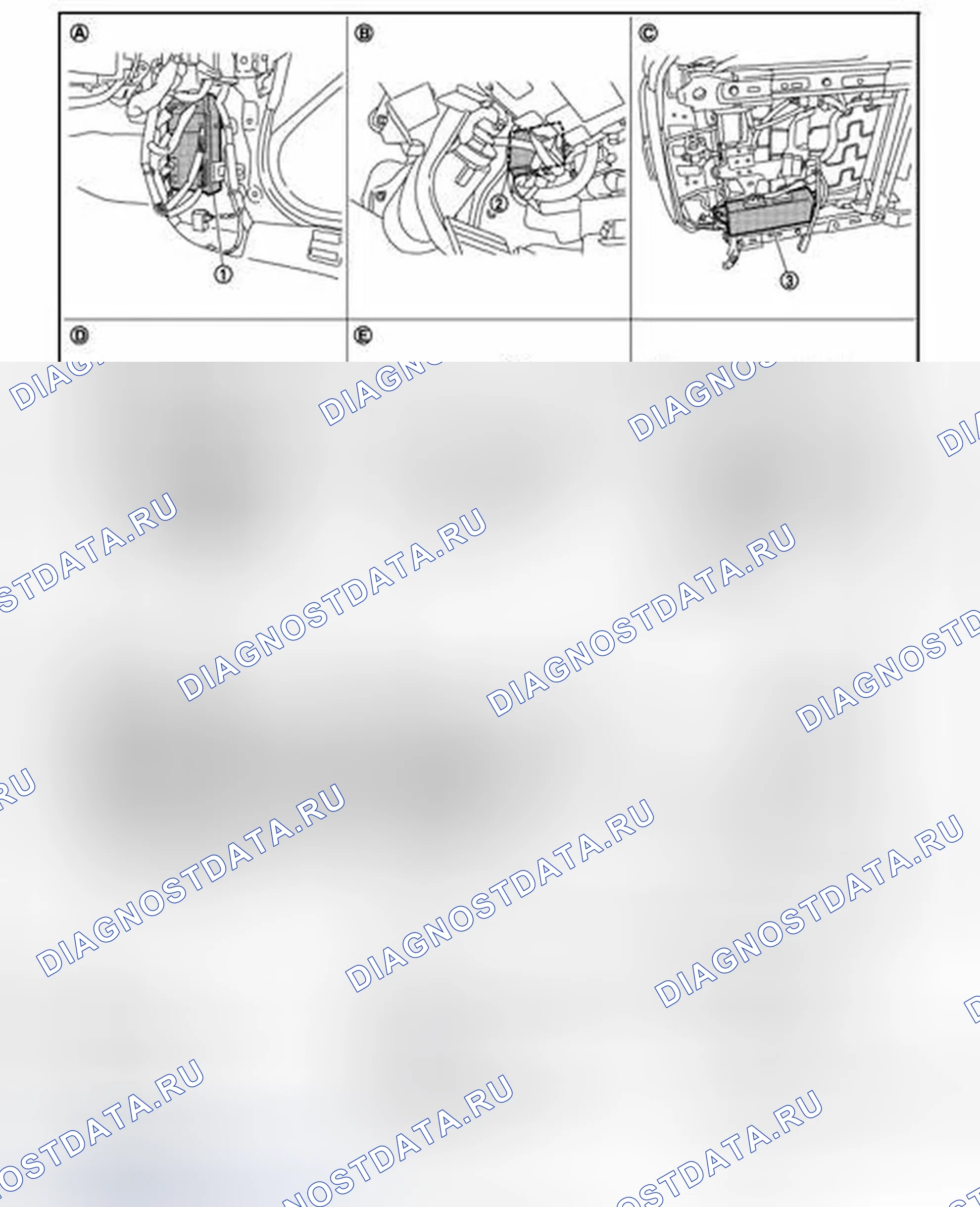 Рис. 15: РУЧНАЯ ФУНКЦИЯ: Расположение компонентов. Infiniti Q60 I