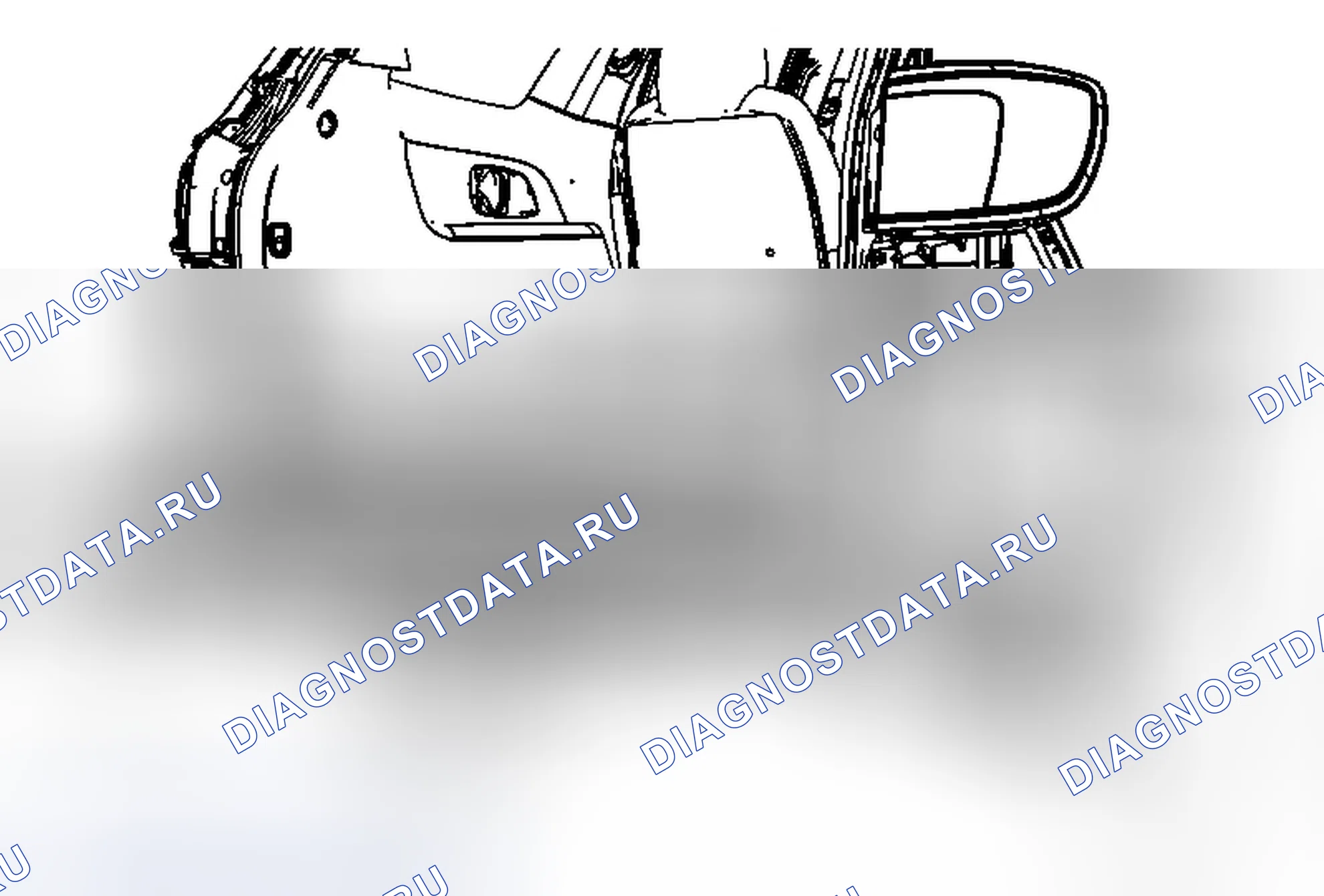 Рис. 49: Замена центральной опоры заднего бампера (Acadia, Enclave, Traverse). GMC Acadia I рестайлинг