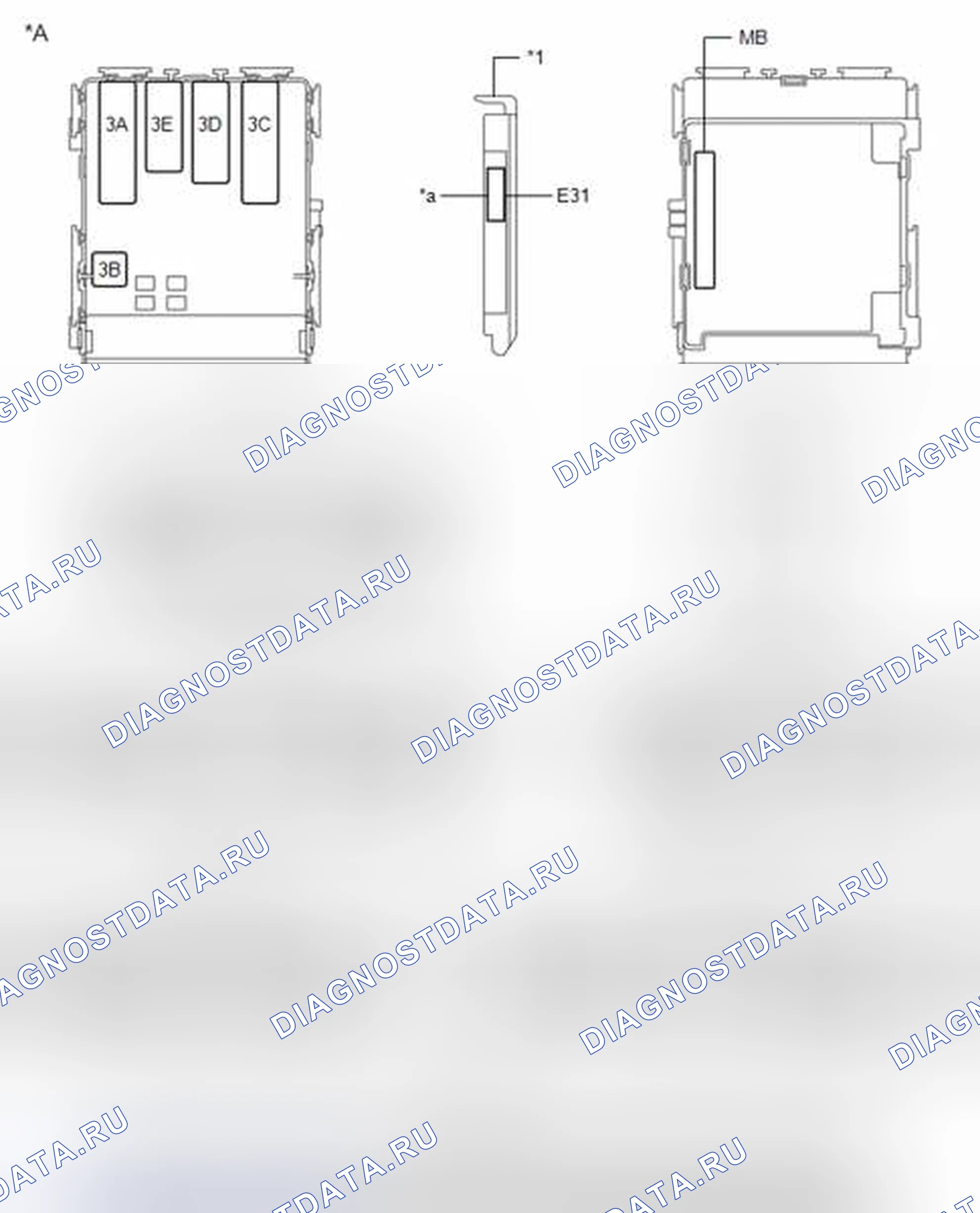 Рис. 2: ТЕРМИНАЛЫ блока управления (ЭБУ) [08 / 2013 -]. Toyota Corolla XI