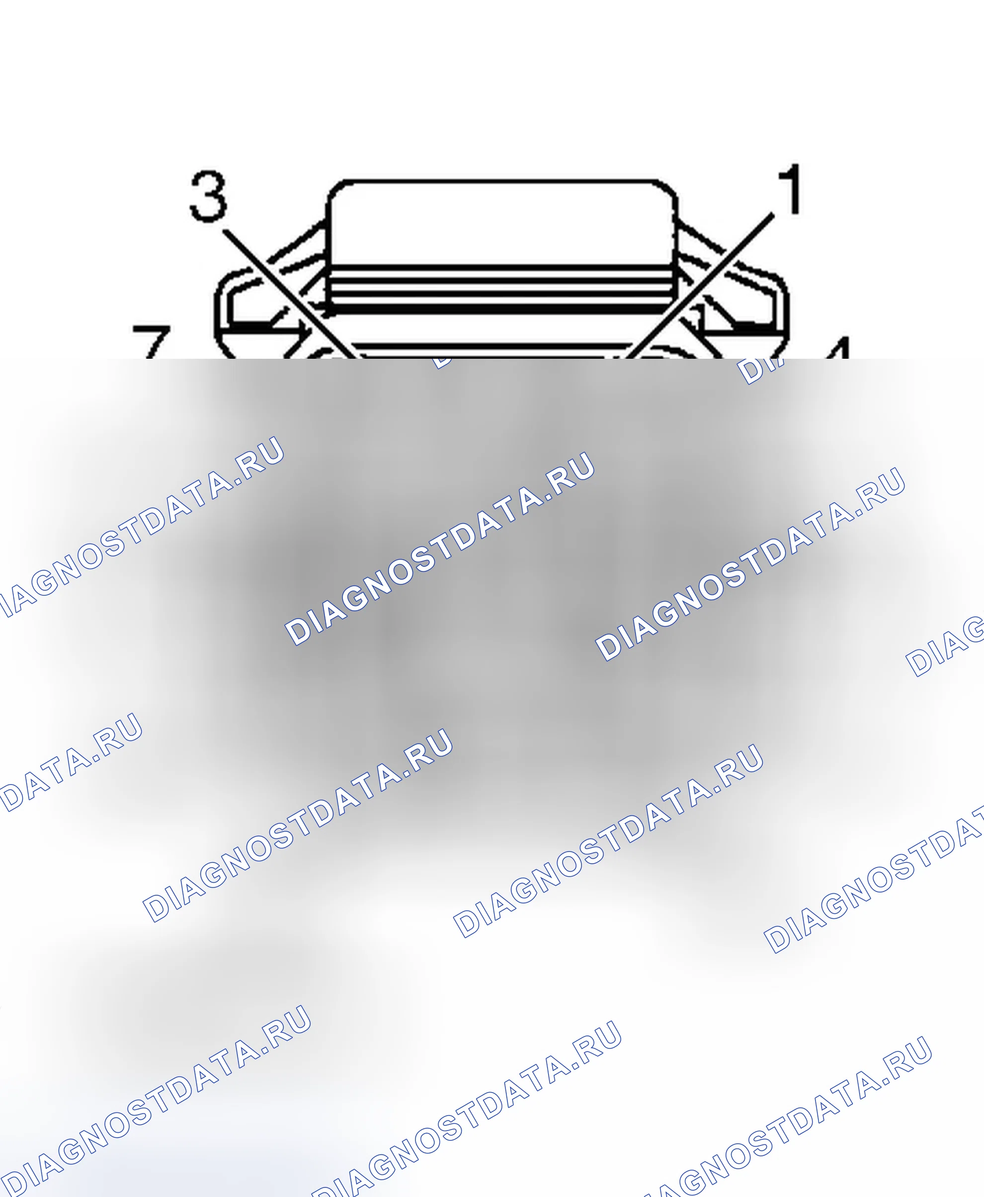 Рис. 33: Вид с торца разъема узла соленоида коробки передач (4.7L). Dodge Dakota II