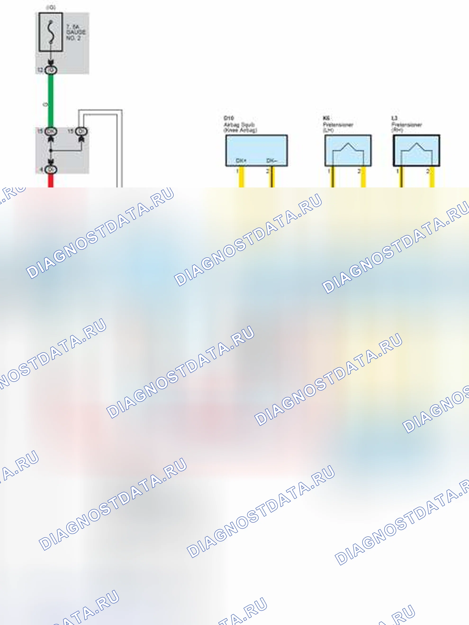 Рис. 188: Схема подключения SRS (1 из 4). Toyota Avalon XX30
