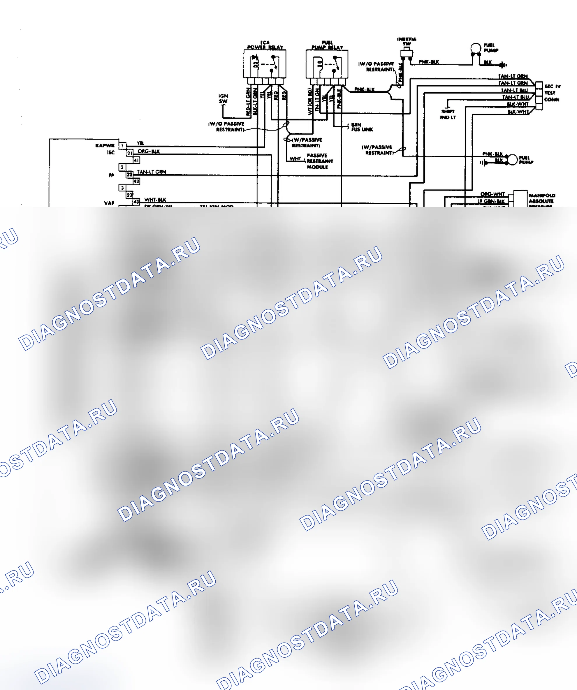 Рис. 104: 1.9L Схема подключения МПФИ РЭД-IV. Ford Escort IV