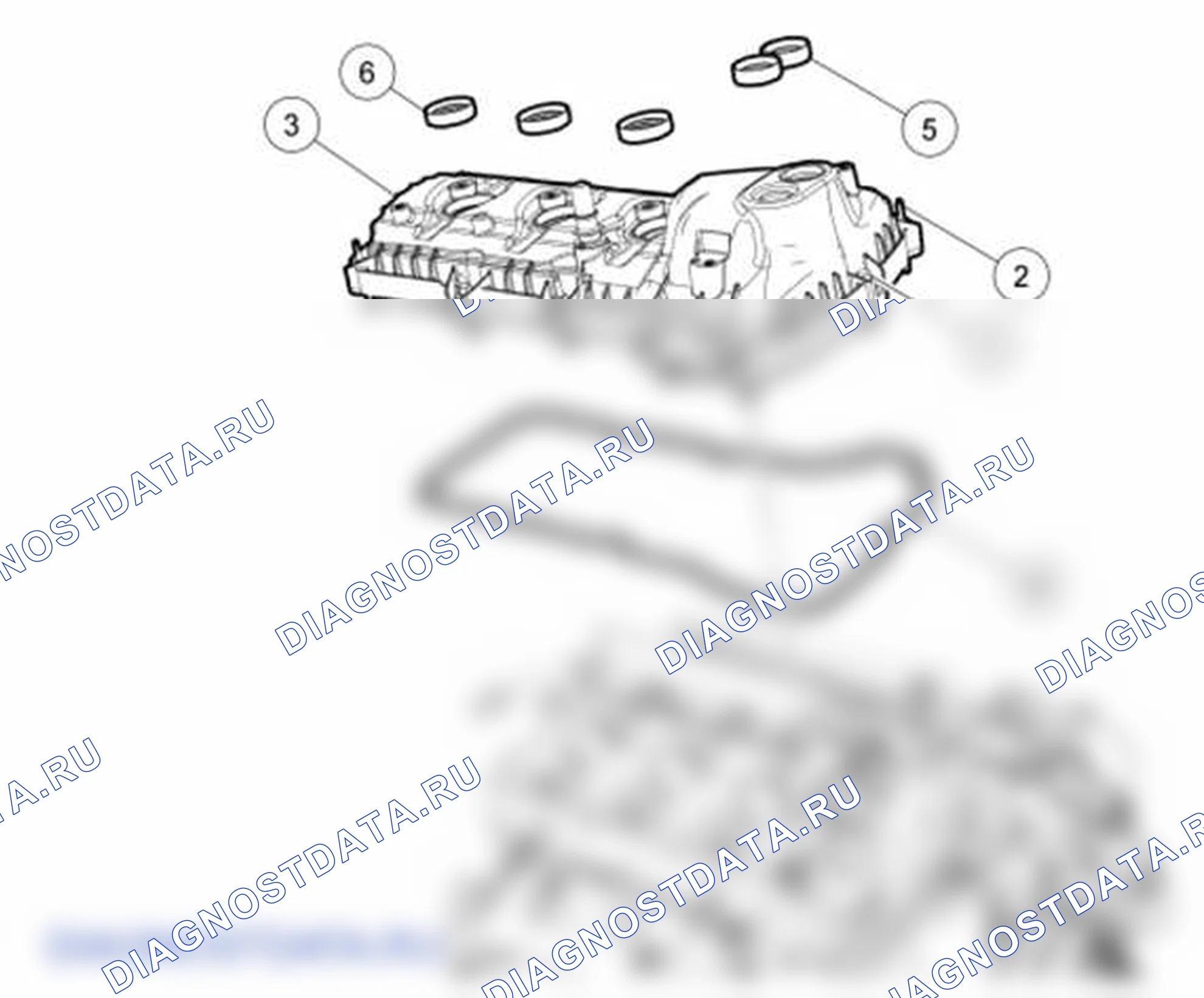 Рис. 491: Крышка клапана - правая (Вид 2 из 2). Ford Mustang V рестайлинг