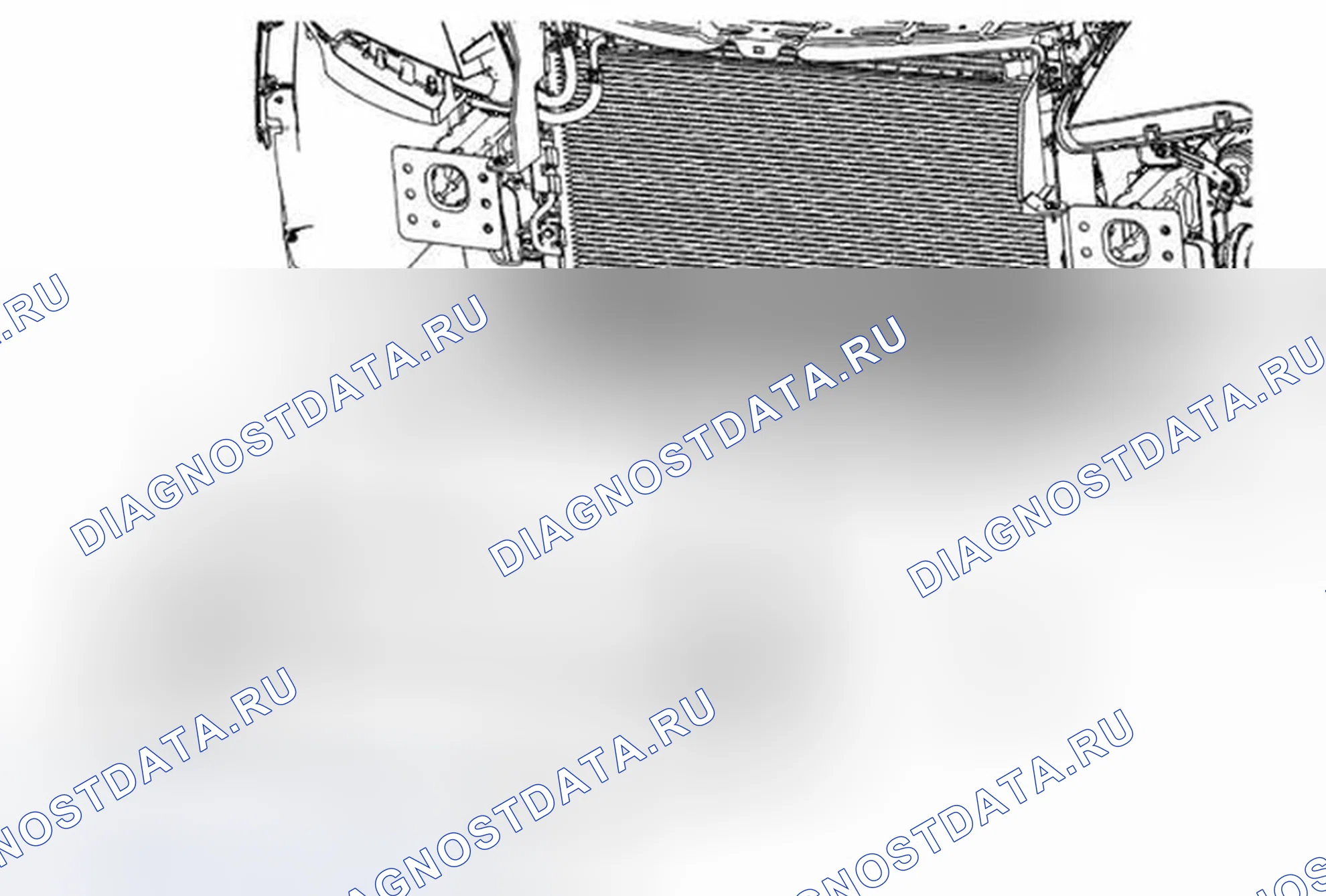 Рис. 15: Замена нижней перегородки и дефлектора радиатора (LUJ, LUV). Buick Encore I