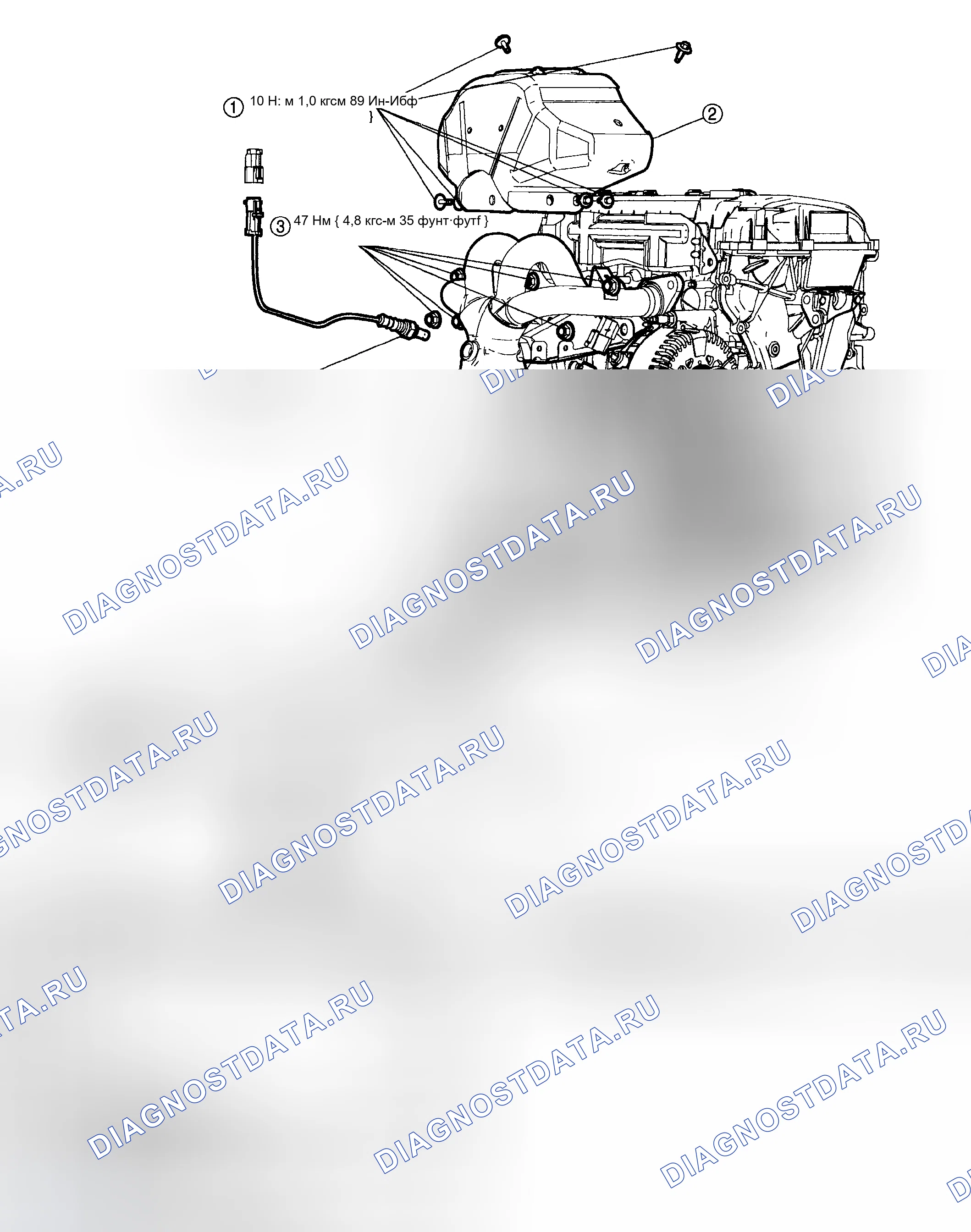Рис. 8: ВЫПУСКНОЙ КОЛЛЕКТОР. Mazda Tribute I рестайлинг