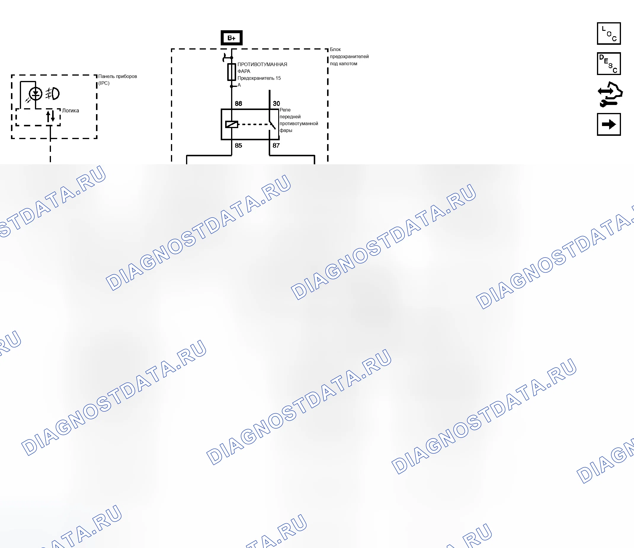 Рис. 6: Схема противотуманных фар. Chevrolet Traverse I