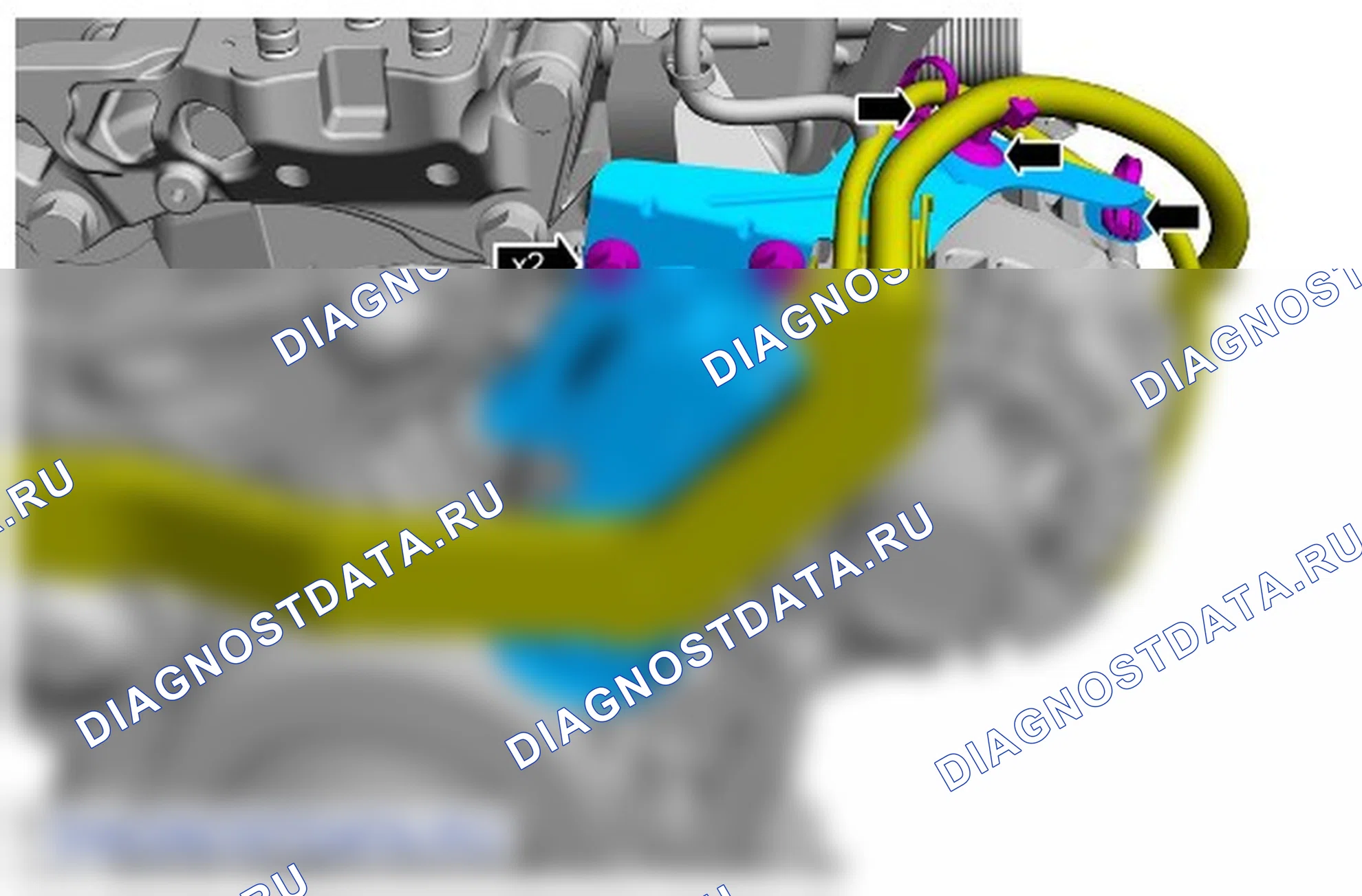 Как снять присоединяемые детали двигателя. Ford Tourneo Courier I