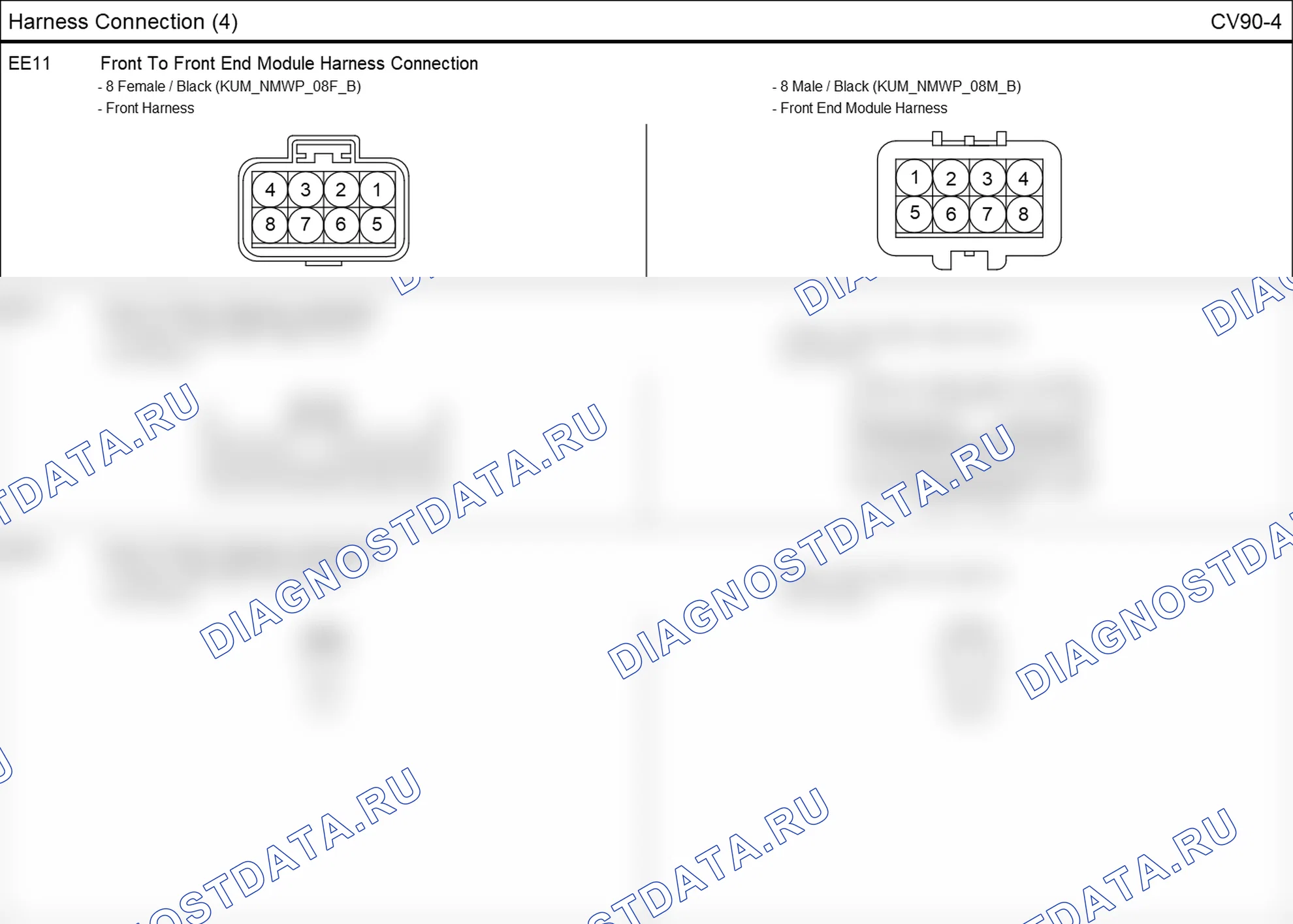Распиновка разъёма CV90-4 — harness connection. Hyundai Elantra V рестайлинг