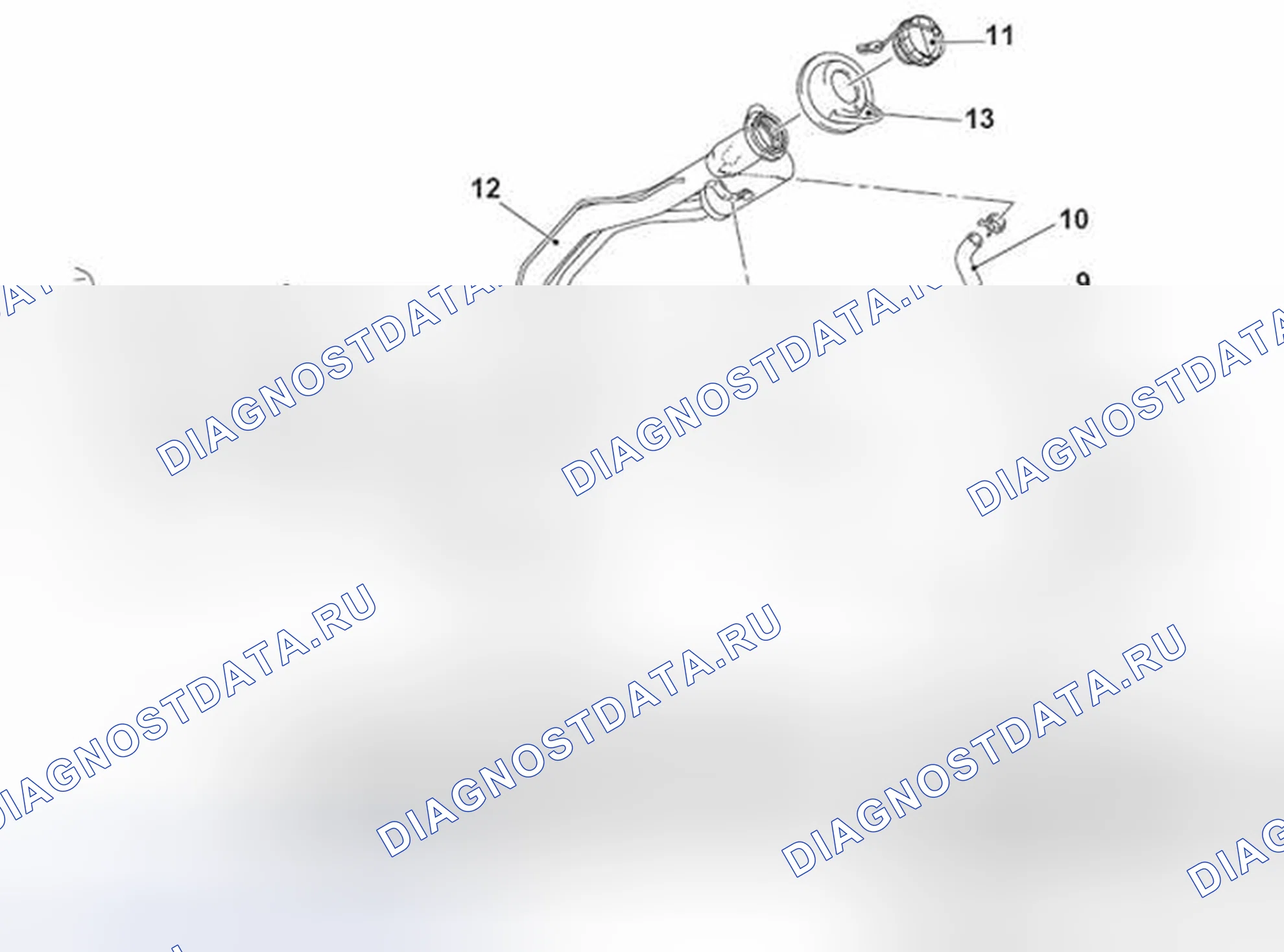 Рис. 38: < НАЛИВНАЯ ТРУБКА ТОПЛИВНОГО БАКА В СБОРЕ >. Mazda MX-5 NB