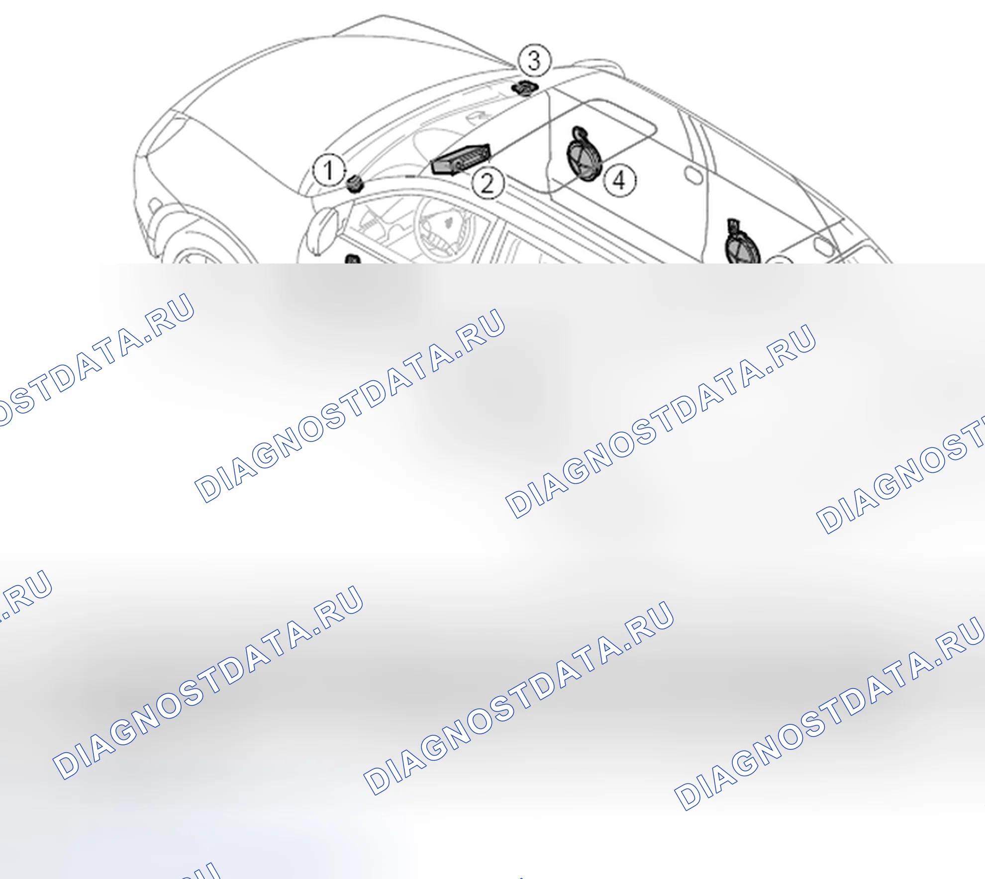 Рис. 35: Компоновка компонентов PCM2/CDR23 основной звуковой системы. Kia Optima IV рестайлинг