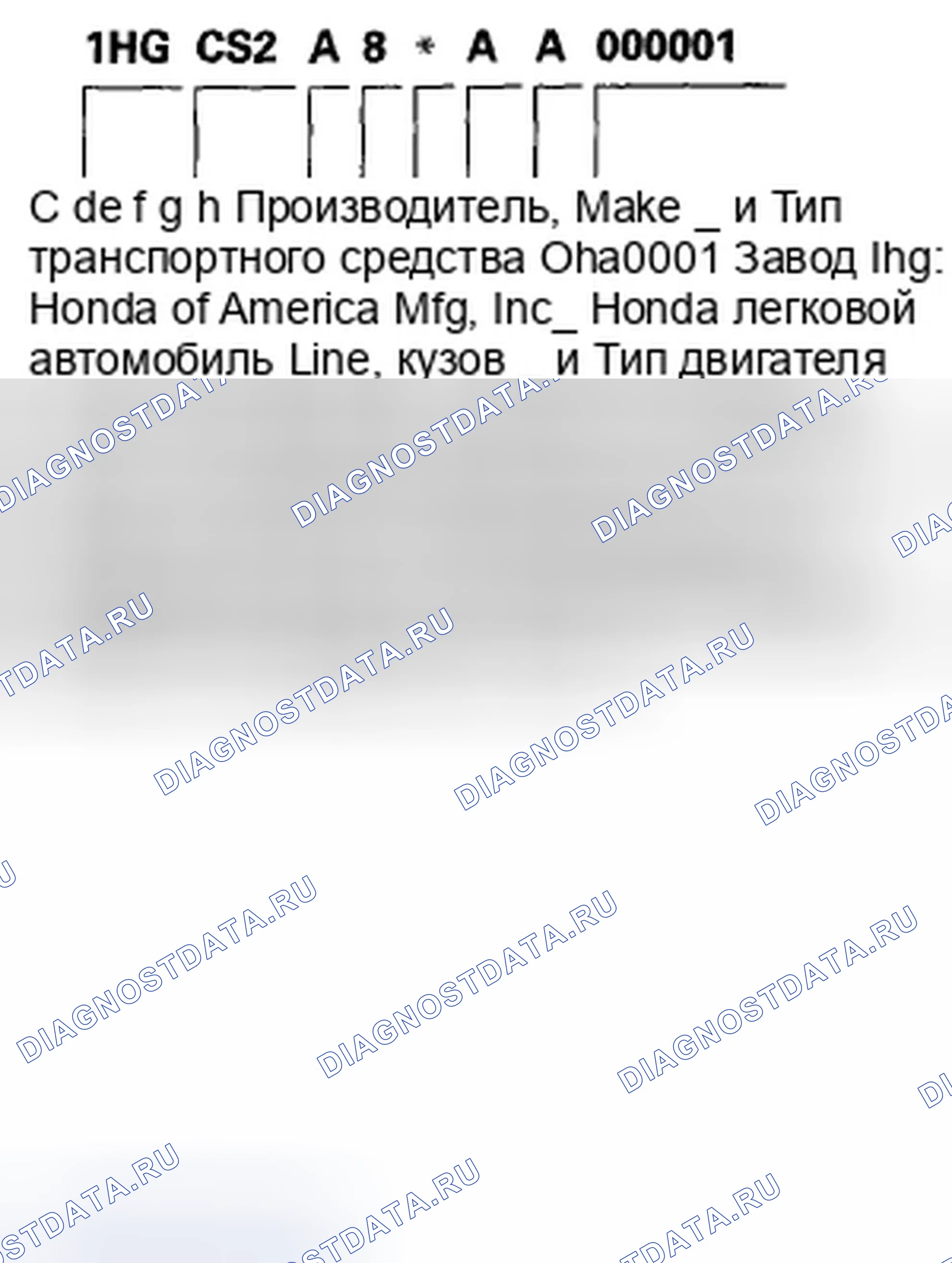 Рис. 35: Идентификационный номер транспортного средства. Honda Accord VIII