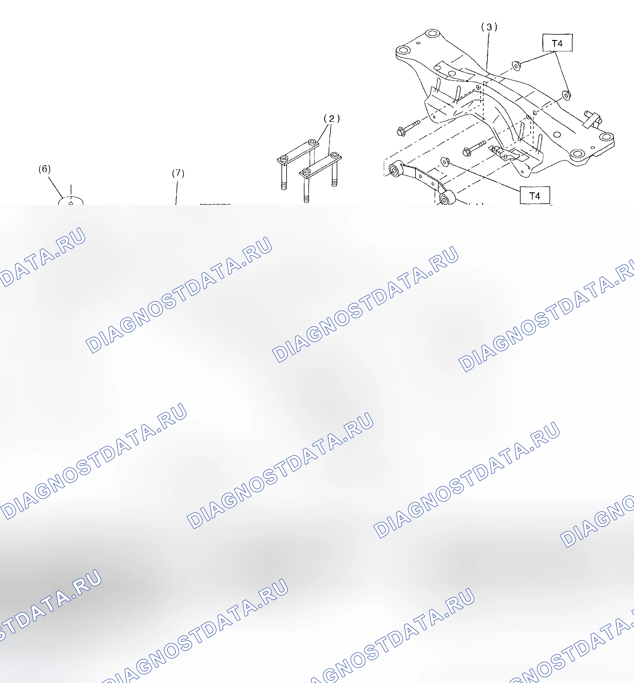 Рис. 87: СИСТЕМА МОНТАЖА ЗАДНЕГО ДИФФЕРЕНЦИАЛА. Subaru Impreza GD/GC/GG рестайлинг