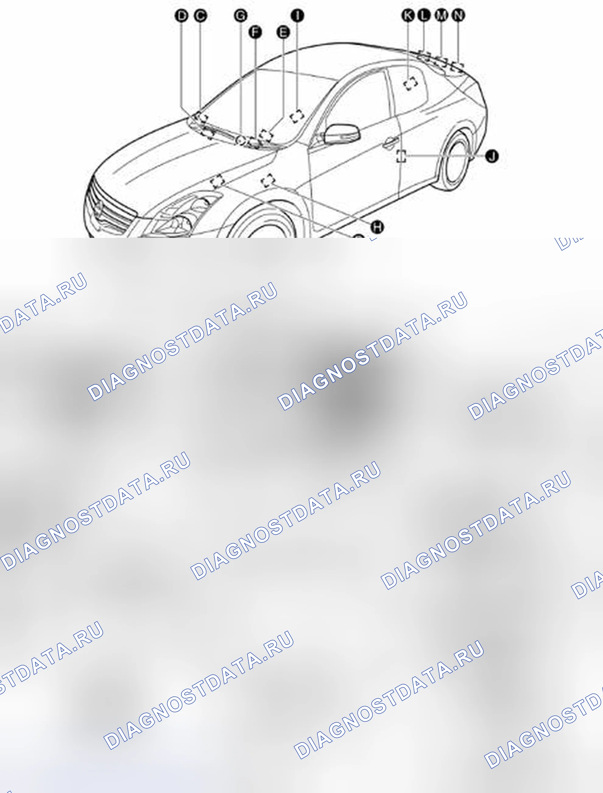 Рис. 20: ИНТЕЛЛЕКТУАЛЬНЫЙ КЛЮЧ: расположение компонентов. Nissan Altima L32 рестайлинг