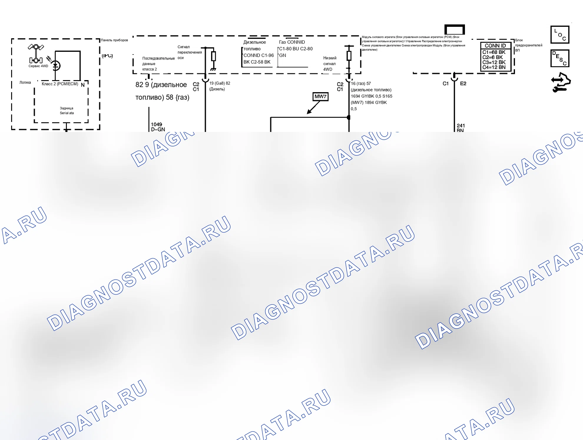 Рис. 1: Схема управления раздаточной коробкой. Chevrolet Silverado 1500 