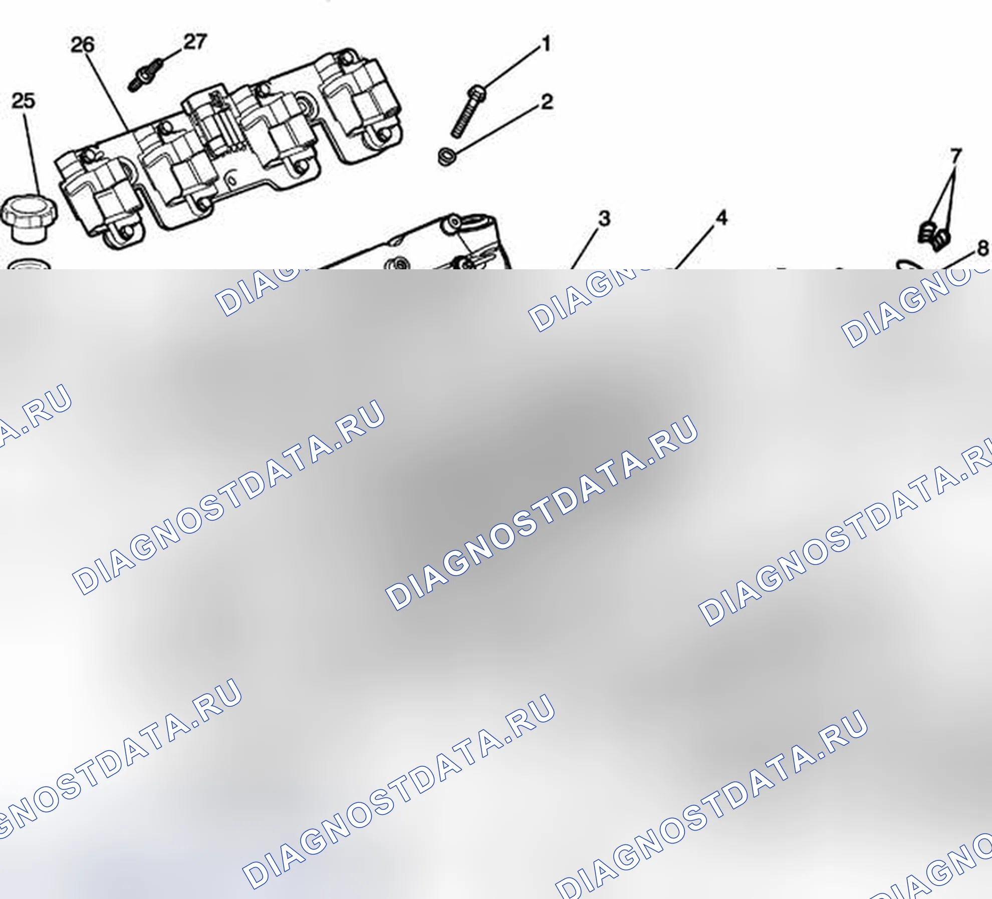 Рис. 62: Головка цилиндра / верхний двигатель. GMC Sierra 3500 GMT800 early