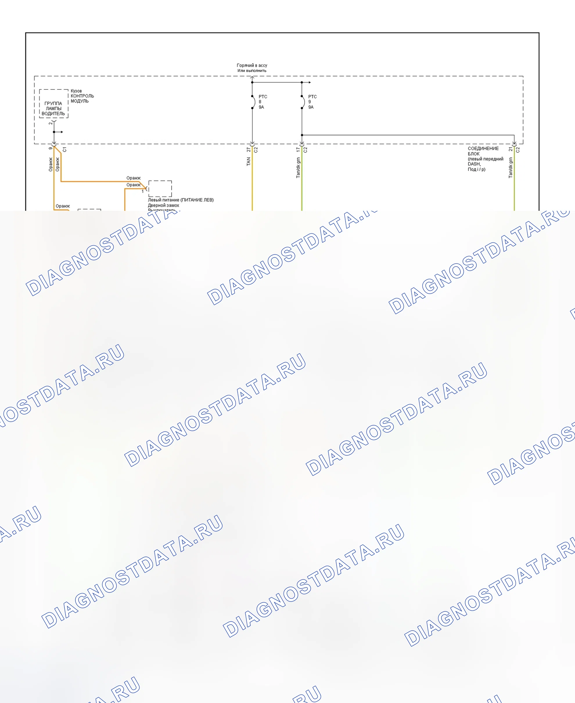 Рис. 3: электросхема системы электроокон. Dodge Grand Caravan III