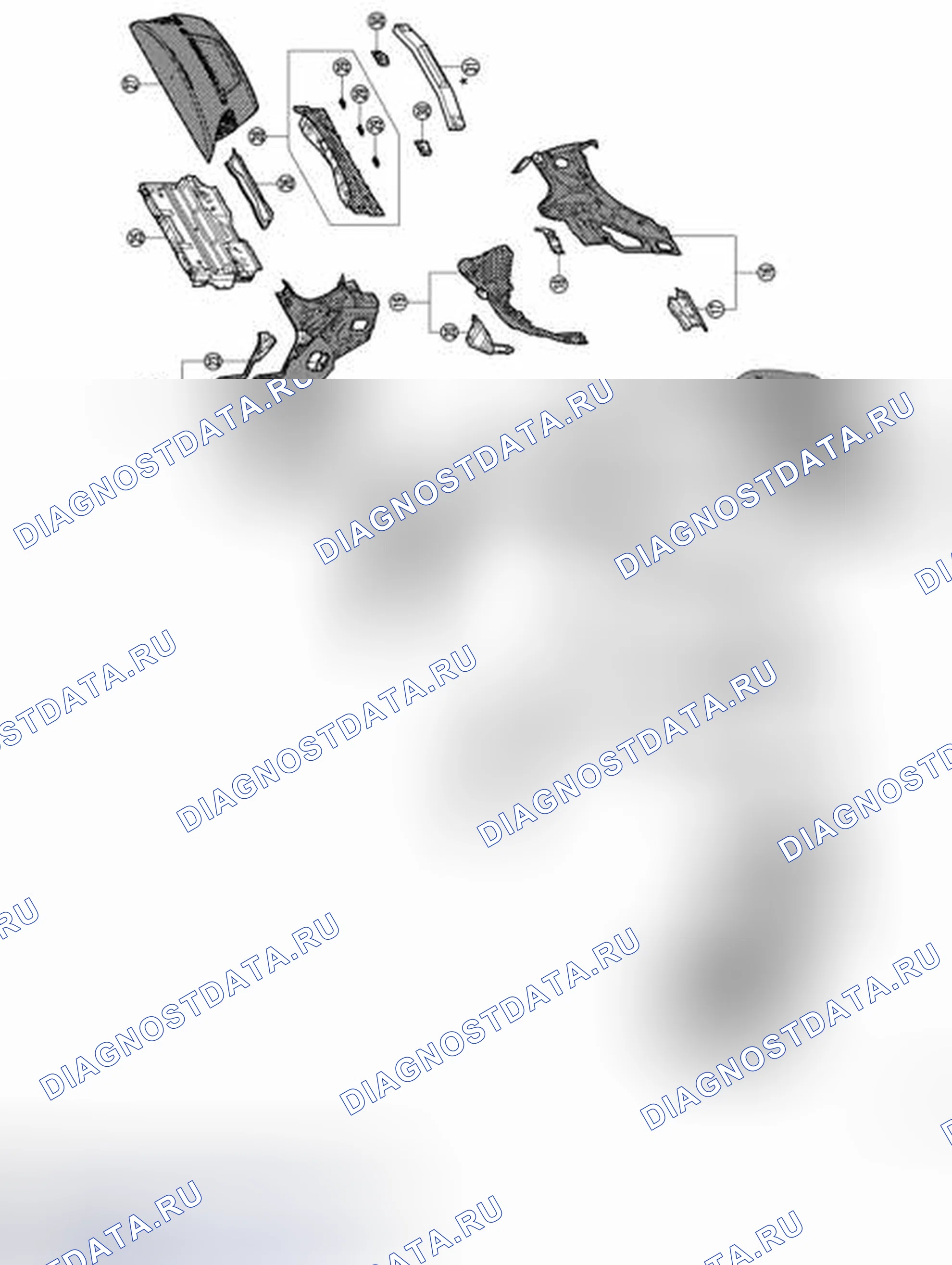 Рис. 563: Составные части корпуса. Nissan Murano Z51 рестайлинг 2