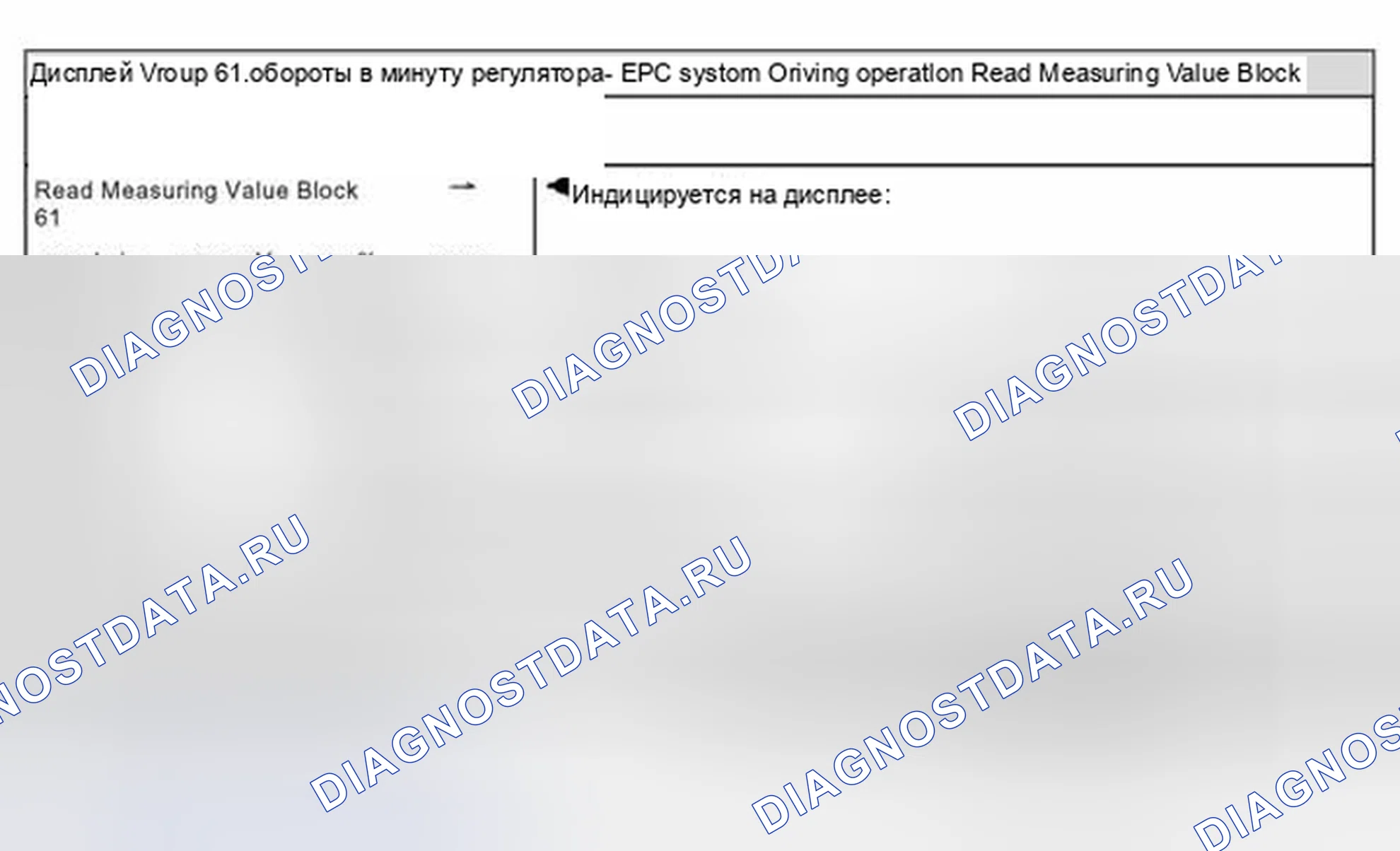 Рис. 100: Группа индикации 61 - регулирование оборотов, система EPC. Volkswagen Jetta IV