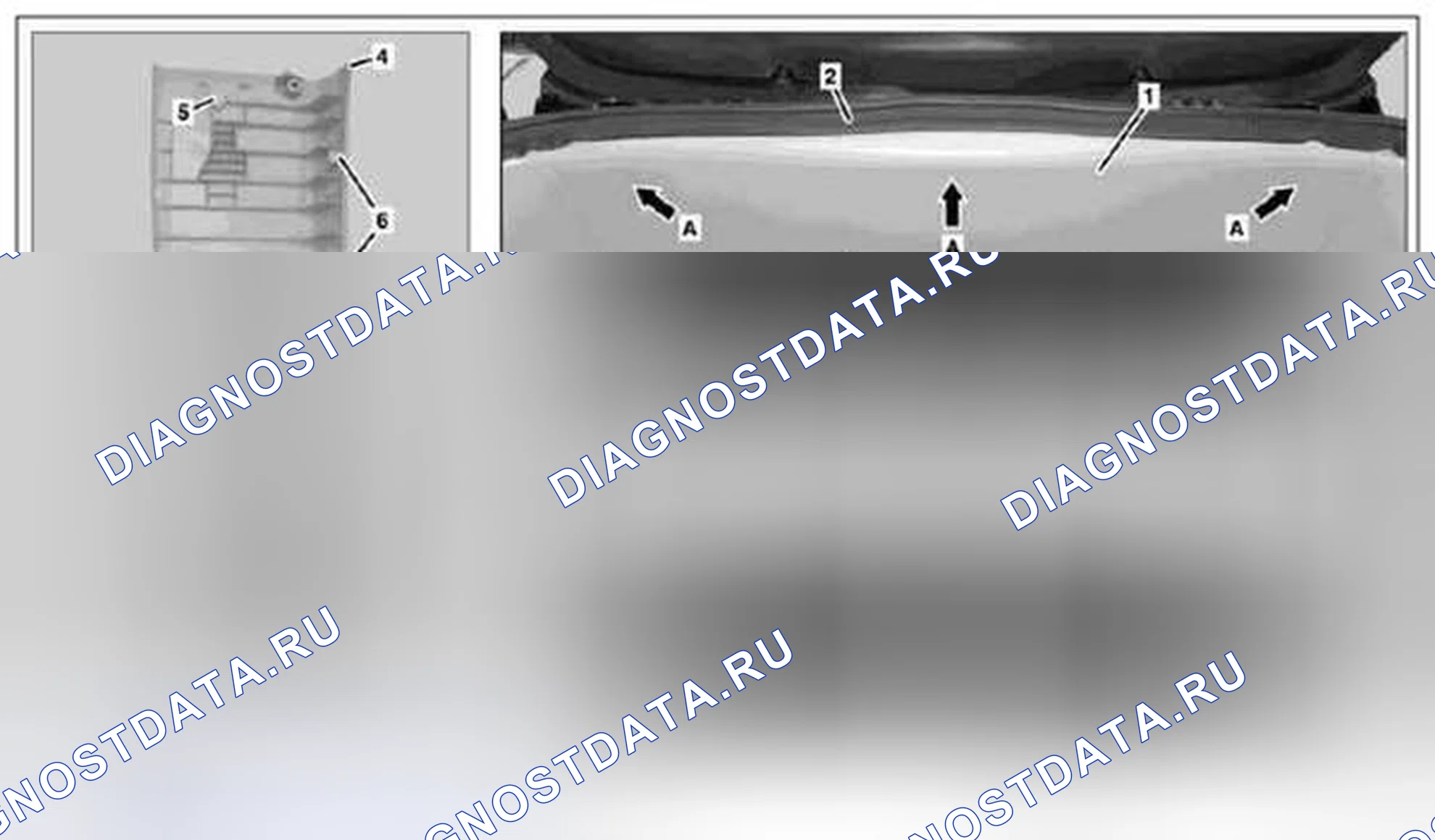 Рис. 43: Демонтаж / монтаж задней обшивки каркаса крыши - AR68.30-P-4470MCC. Kia Soul I