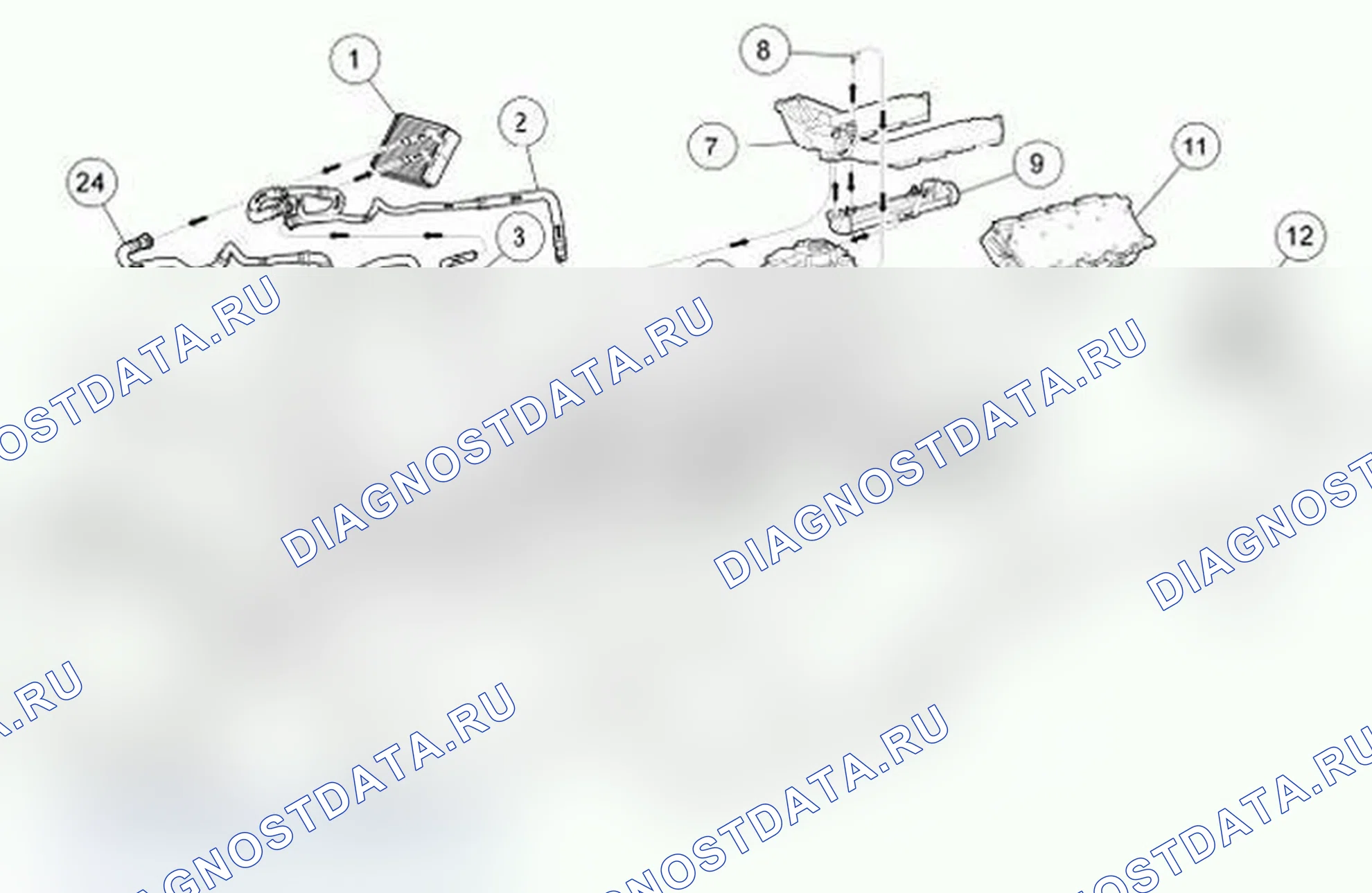 Рис. 31: Принципиальная схема охлаждения 6.0L дизельного топлива. Ford Cutaway E350 Super Duty 