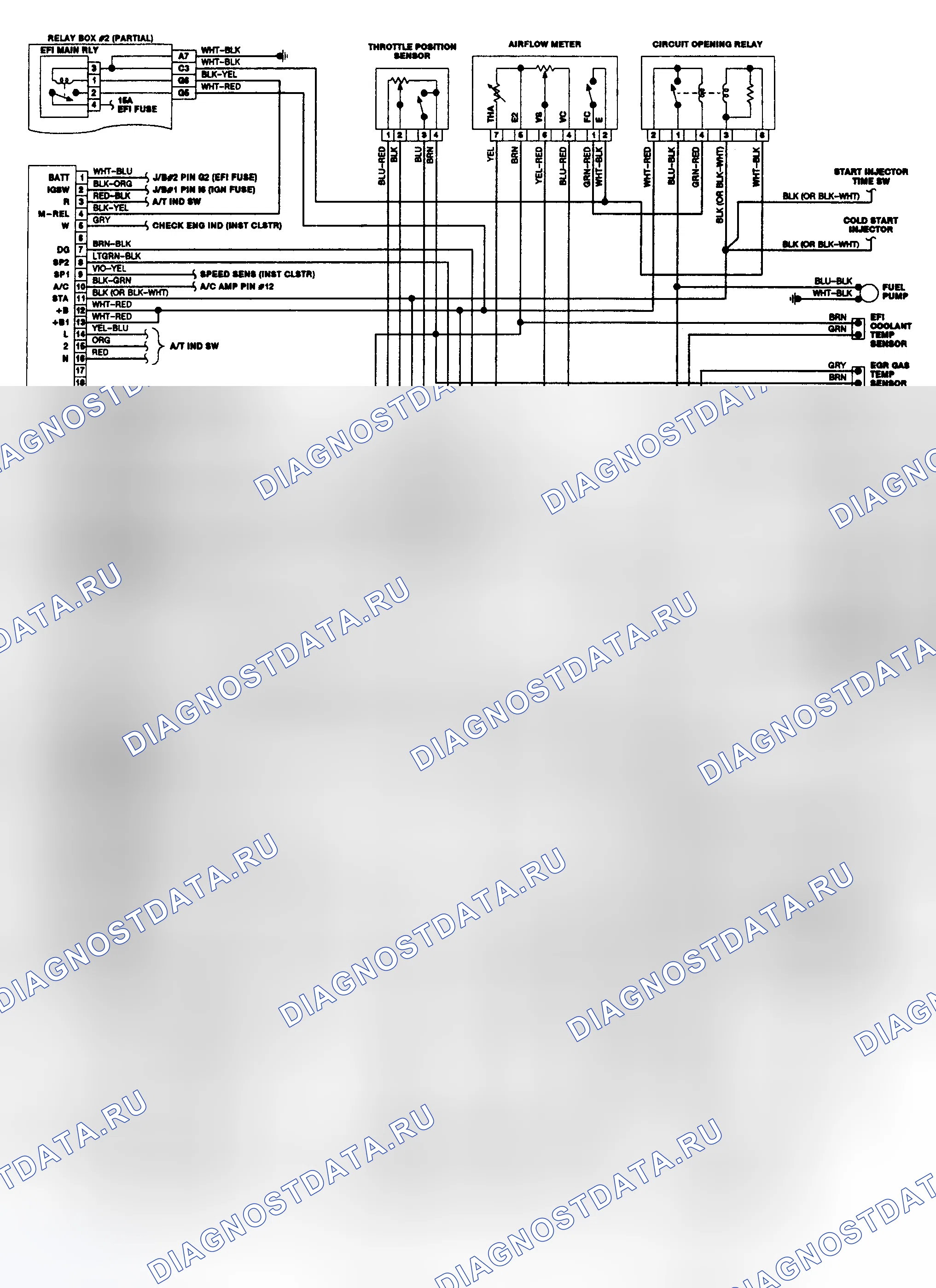 Рис. 11: Схема соединений коробки передач (Camry 2.5L 1989 г.). Lexus ES V20