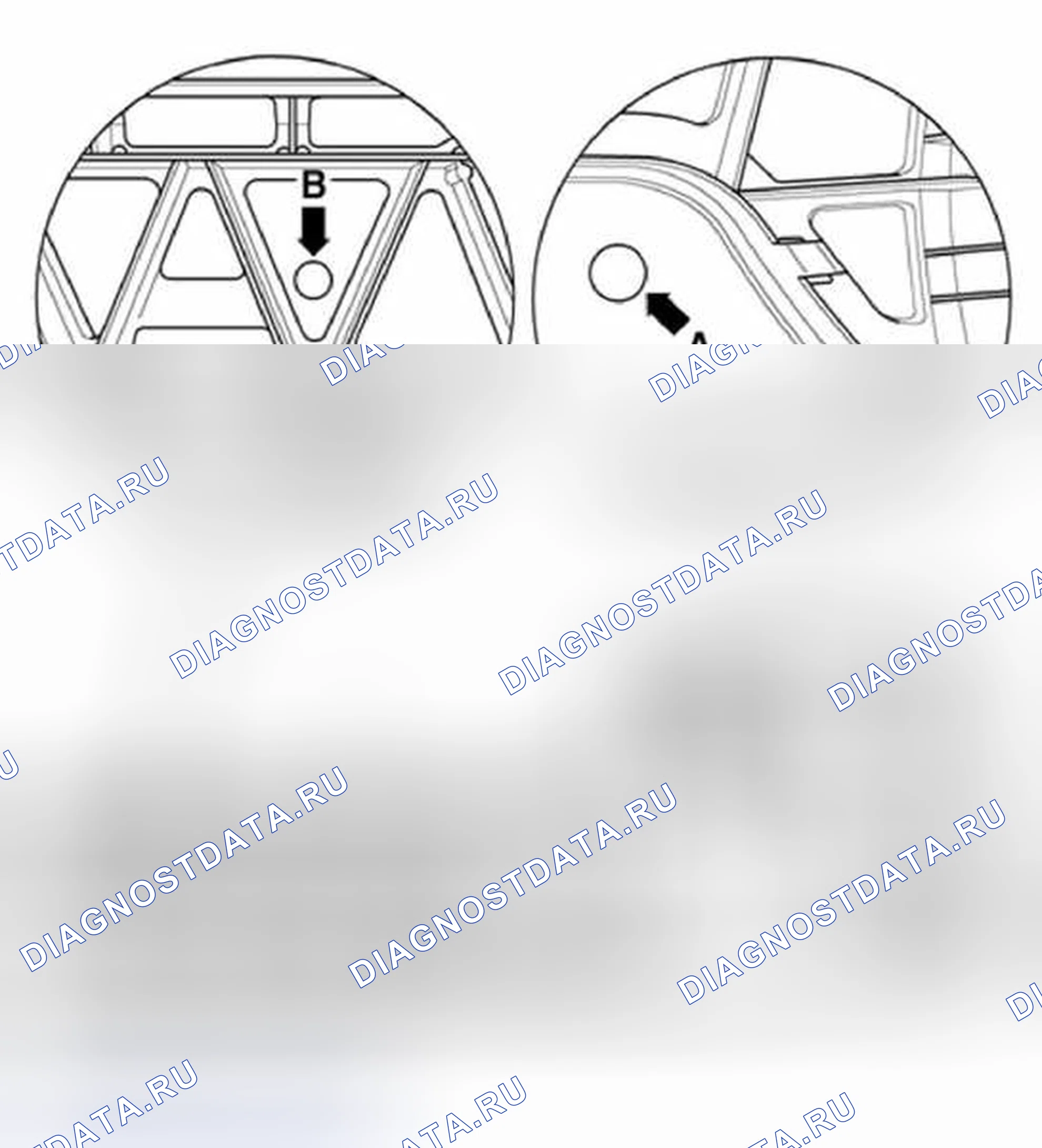 Рис. 9: Центрирующие отверстия для бокового удара. Audi S4 B6